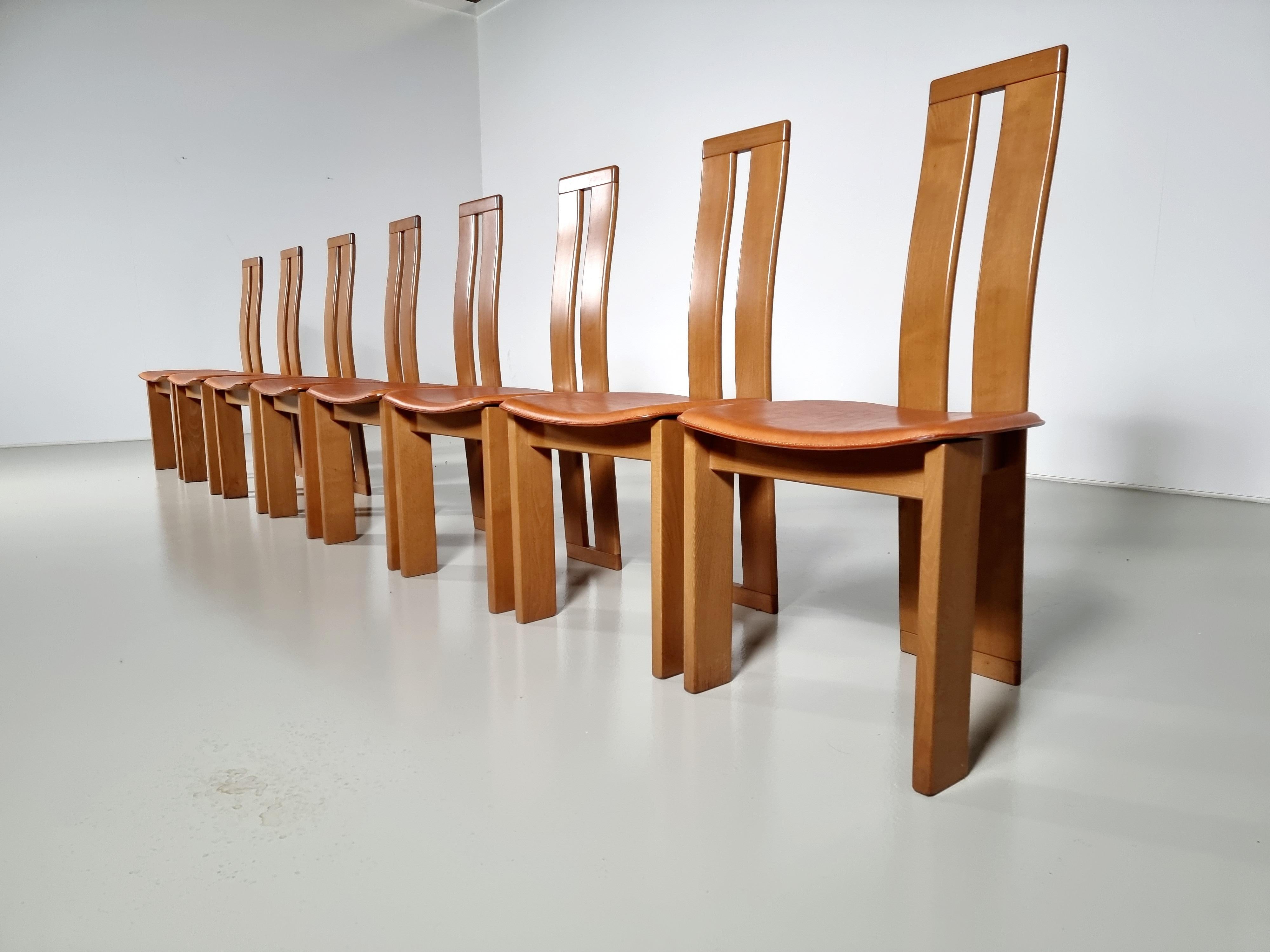 Set of 8 Dining Chairs by Mario Marenco for Mobil Girgi, Italy, 1970s In Good Condition In amstelveen, NL