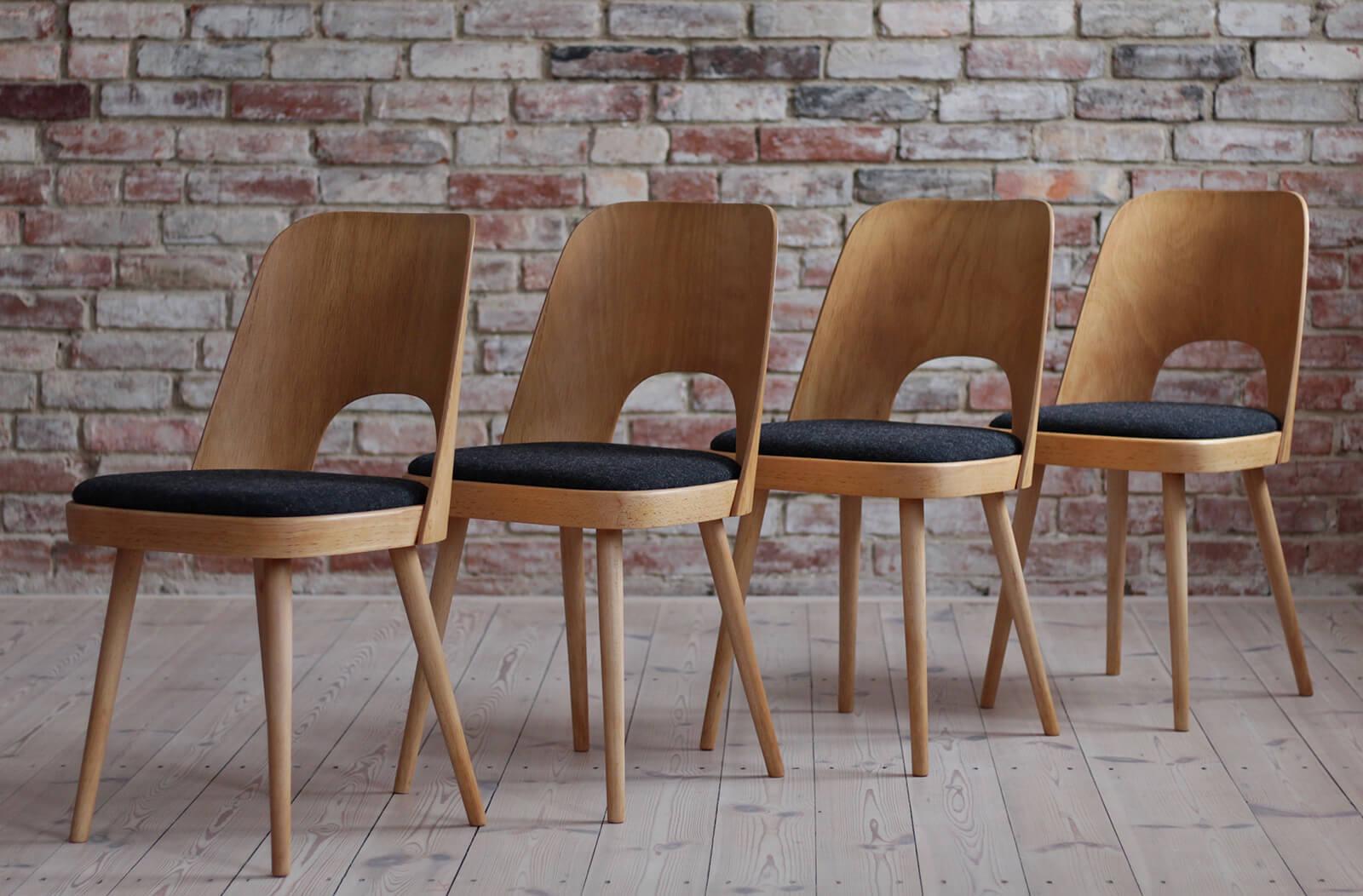 Mid-Century Modern Set of 8 Dining Chairs by Oswald Haerdtl, Reupholstered, Mid Century Modern