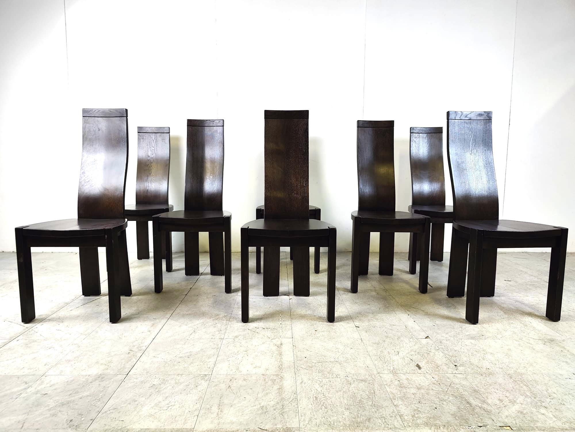 Post-Modern Set of 8 dining chairs by Rob & Dries van den Berghe, 1980s For Sale