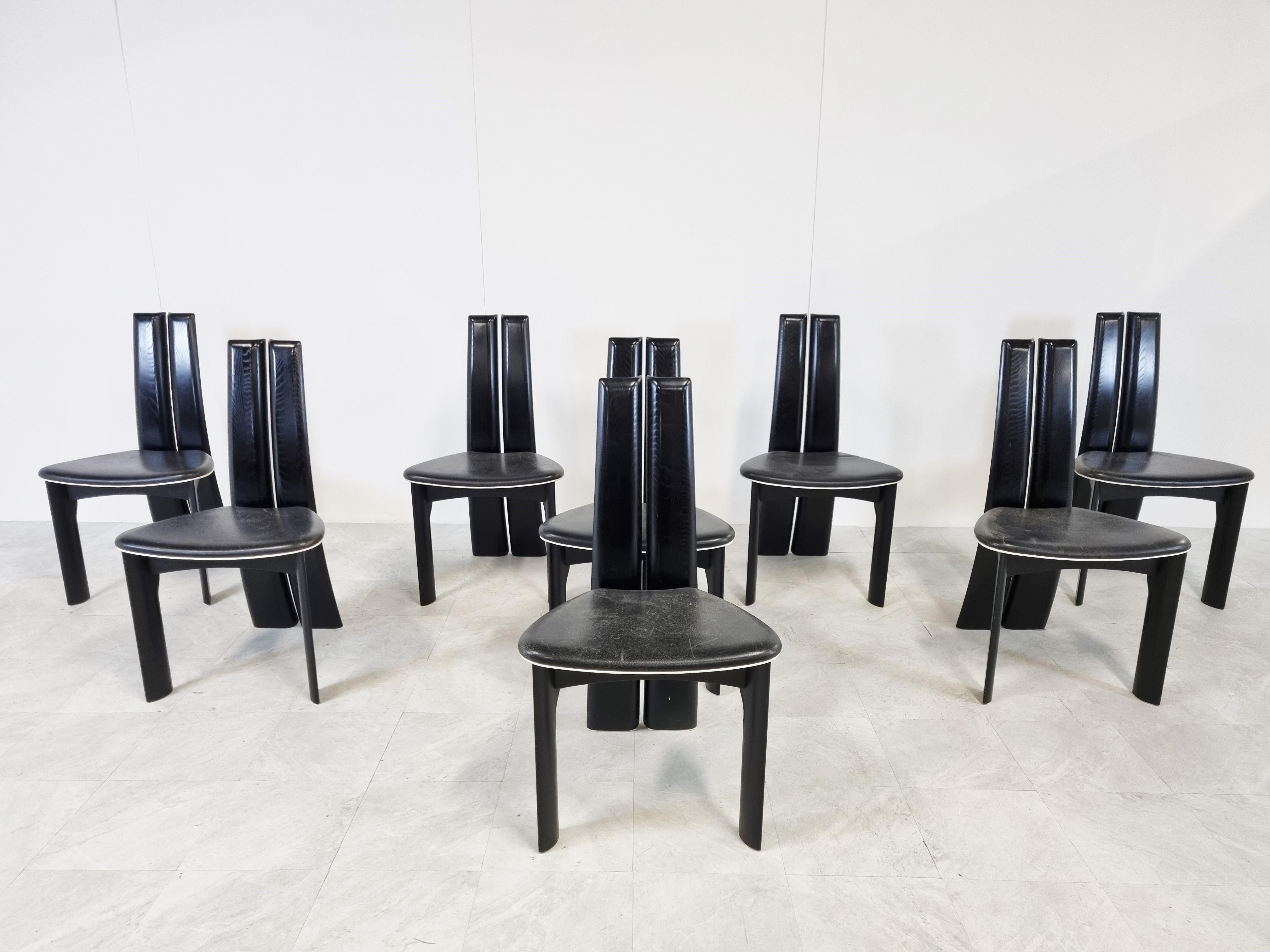 Belge Ensemble de 8 chaises de salle à manger par Rob & Dries Van Den Berghe, années 1980 en vente