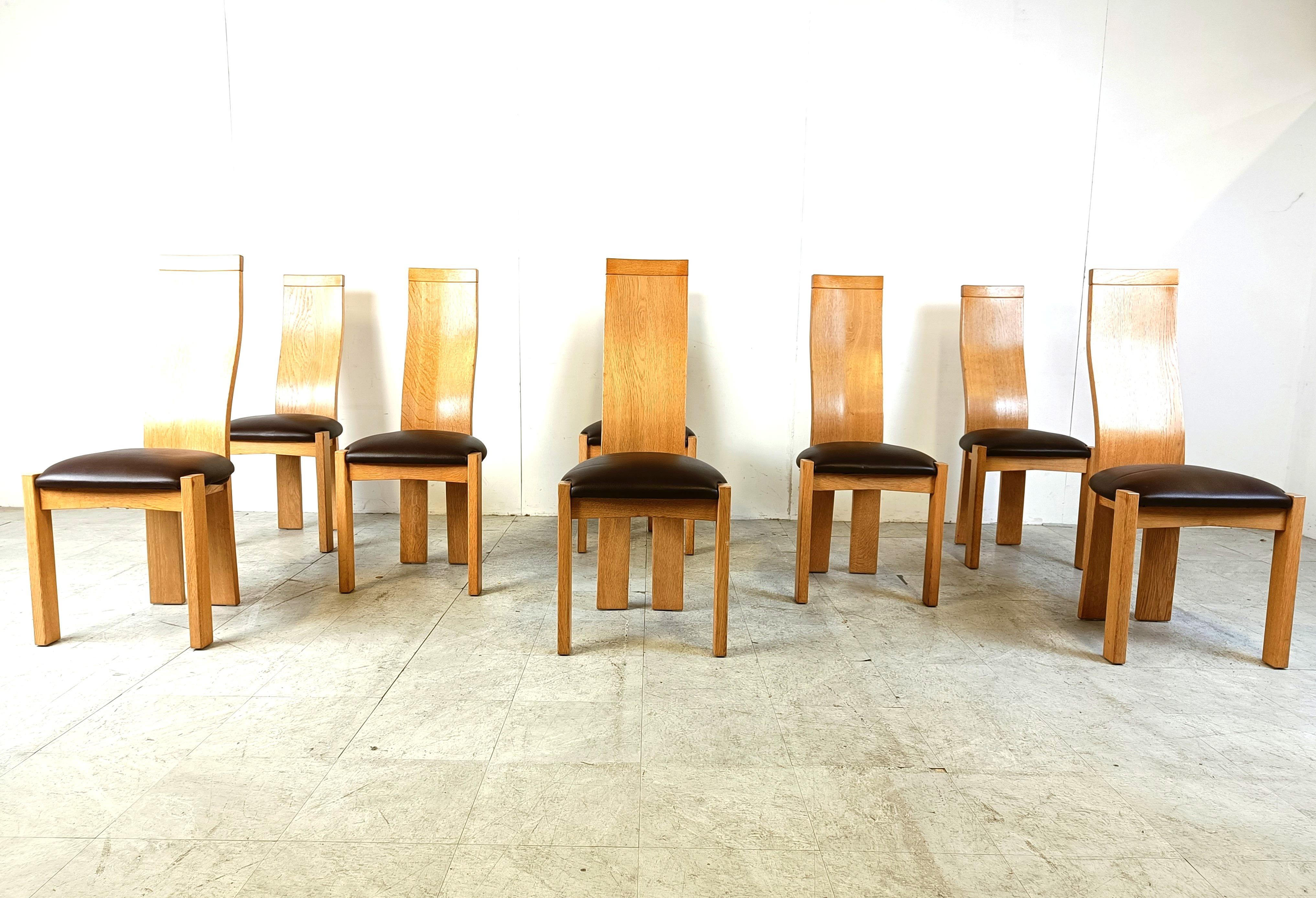 Belgian Set of 8 dining chairs by Rob & Dries van den Berghe, 1980s For Sale