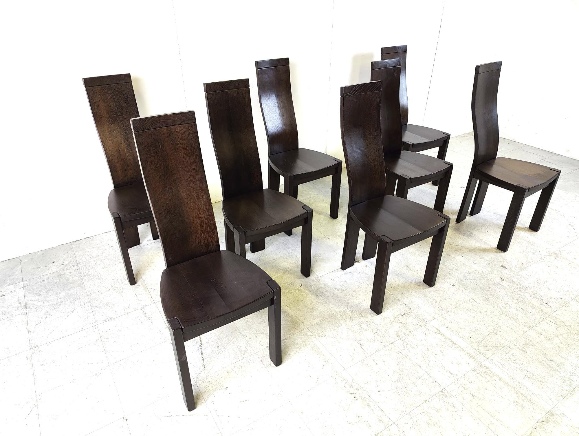 Belgian Set of 8 dining chairs by Rob & Dries van den Berghe, 1980s For Sale