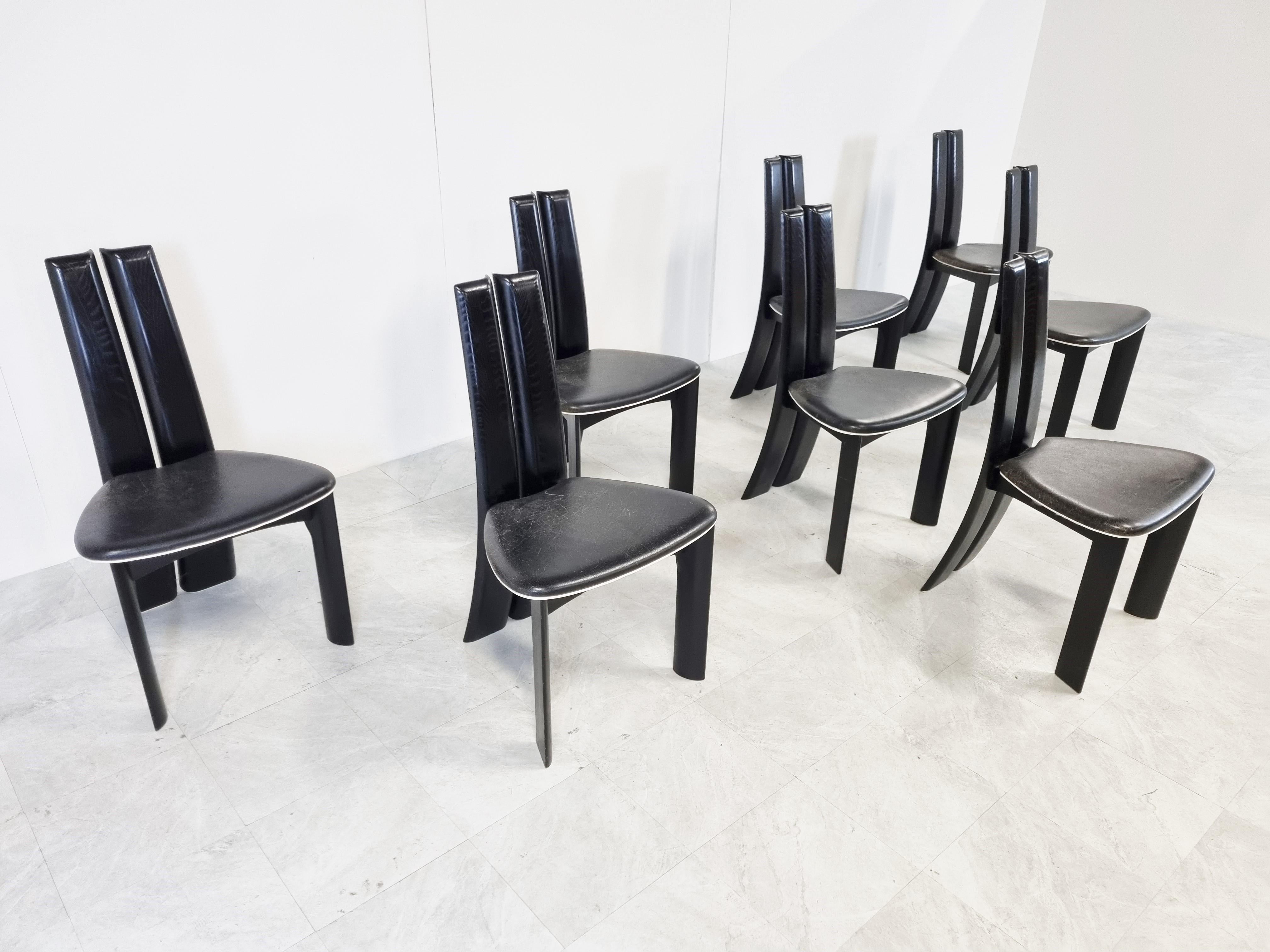 Ensemble de 8 chaises de salle à manger par Rob & Dries Van Den Berghe, années 1980 Bon état - En vente à HEVERLEE, BE