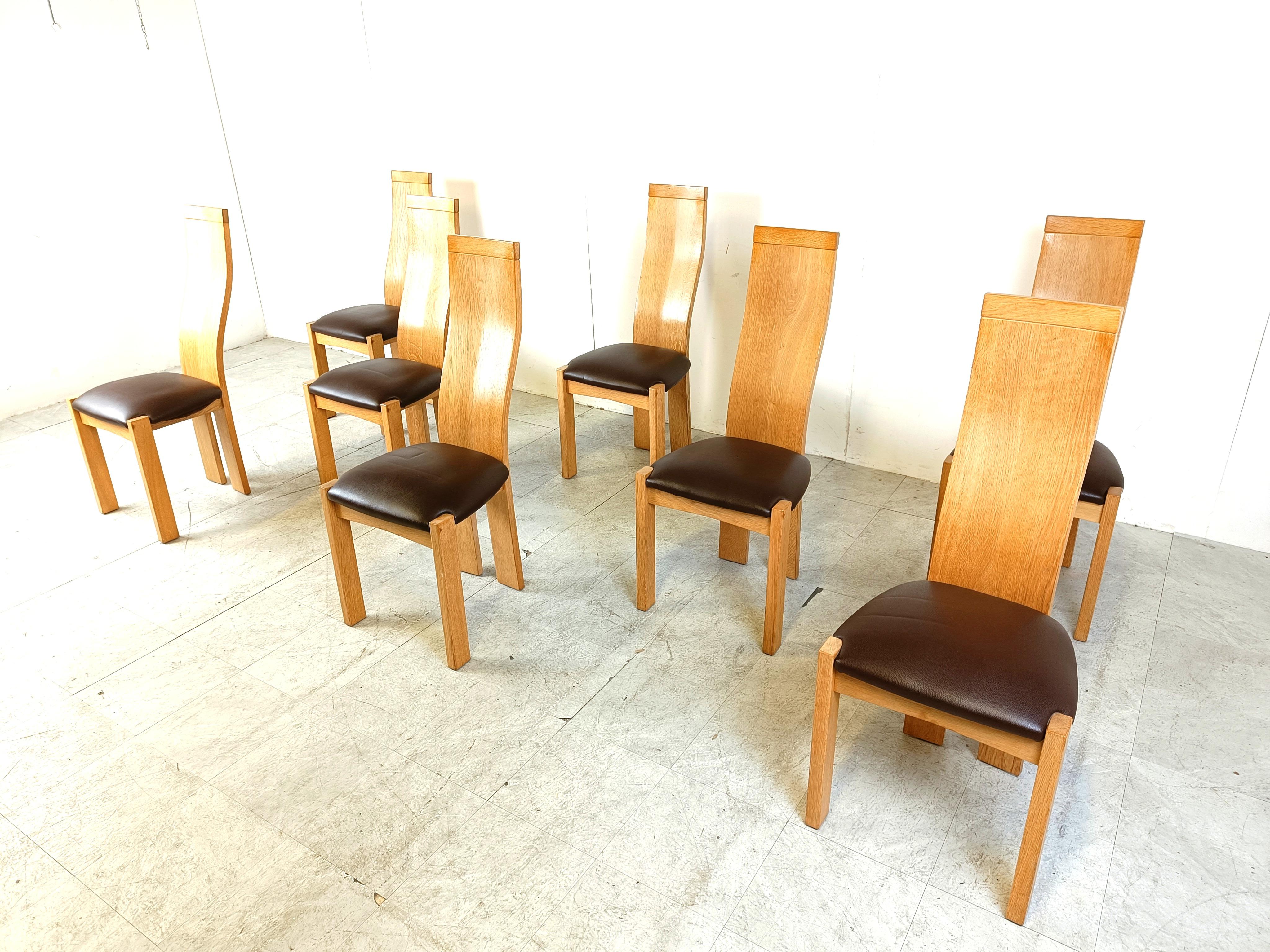 Ensemble de 8 chaises de salle à manger par Rob & Dries van den Berghe, années 1980 Bon état - En vente à HEVERLEE, BE