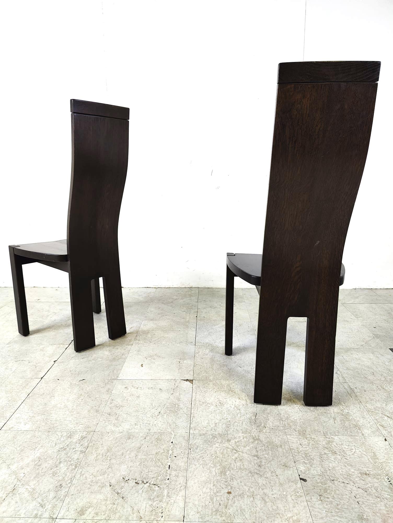Ebonized Set of 8 dining chairs by Rob & Dries van den Berghe, 1980s For Sale
