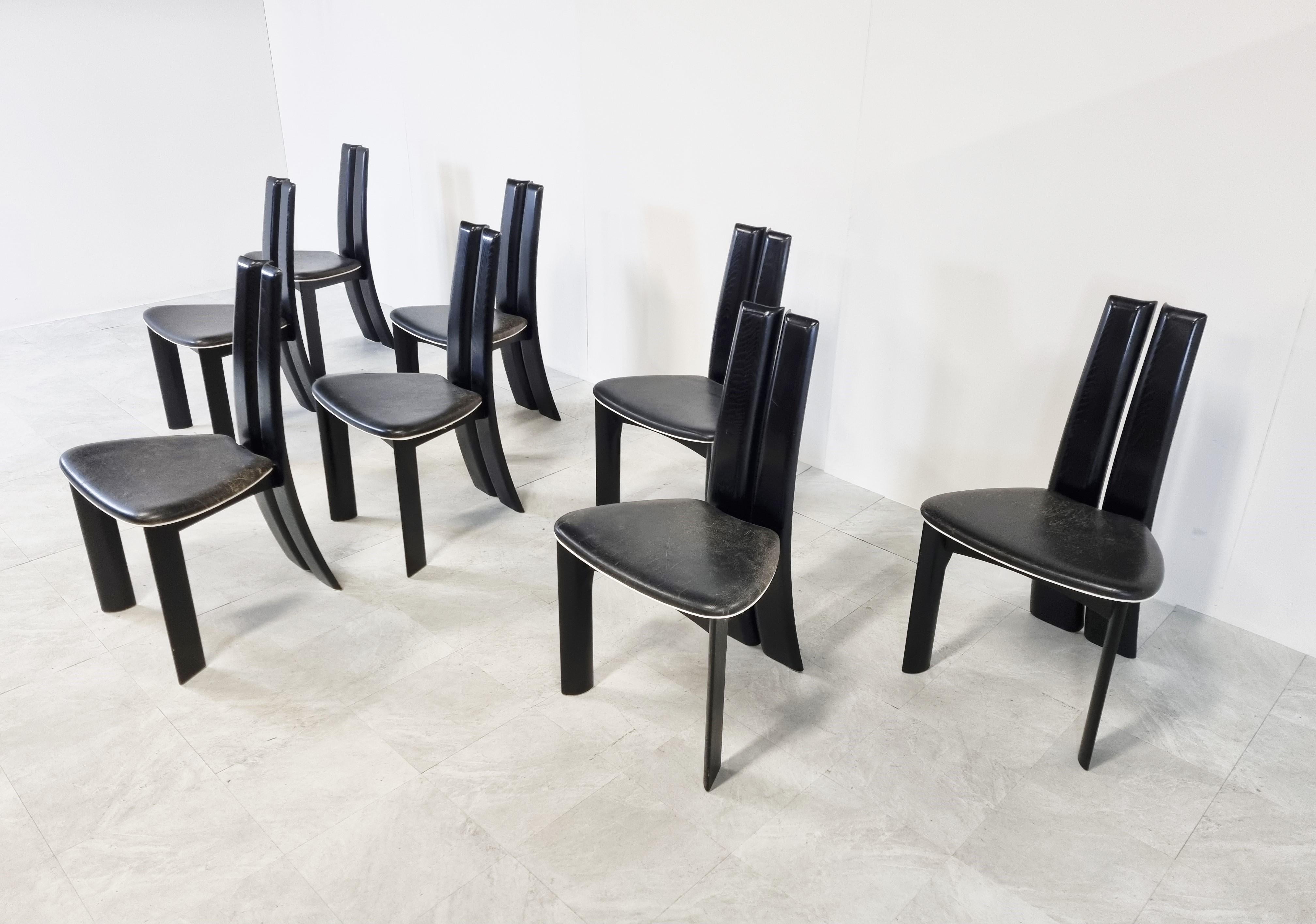 Fin du 20e siècle Ensemble de 8 chaises de salle à manger par Rob & Dries Van Den Berghe, années 1980 en vente