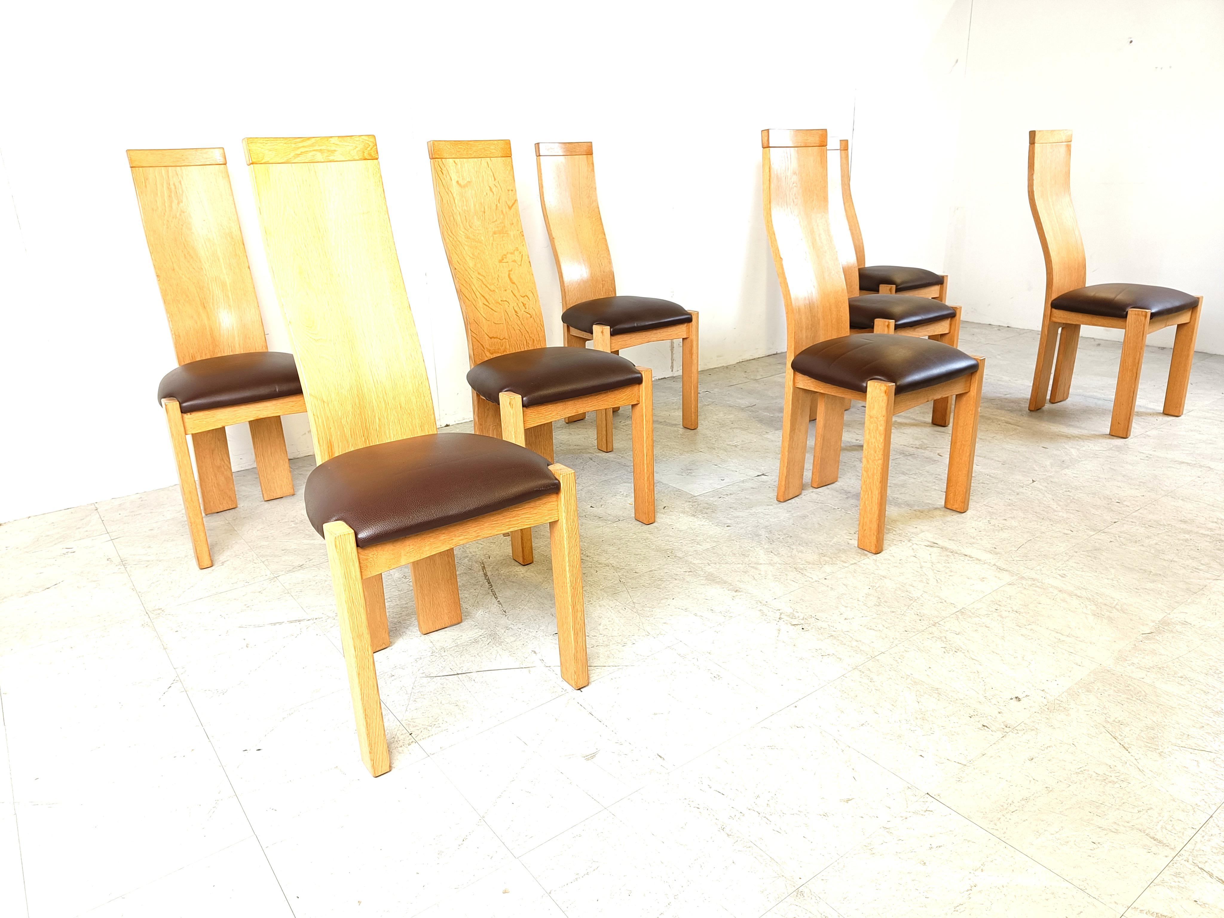 Fin du 20e siècle Ensemble de 8 chaises de salle à manger par Rob & Dries van den Berghe, années 1980 en vente