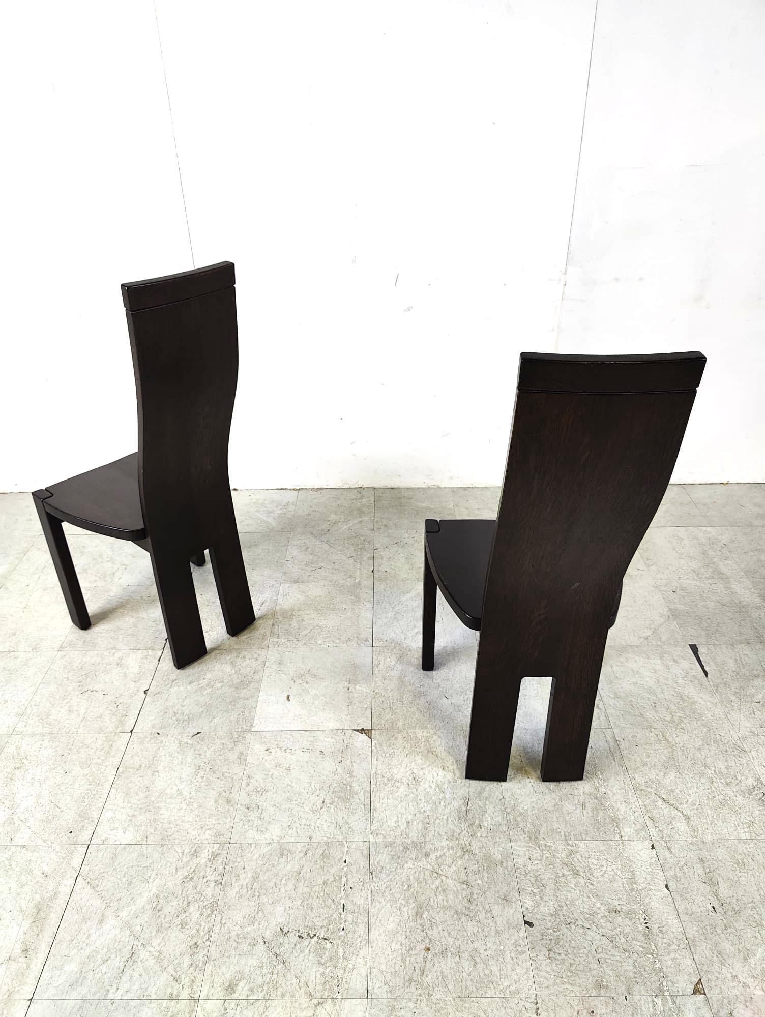 Juego de 8 sillas de comedor de Rob & Dries van den Berghe, años 80 en Bueno estado para la venta en Leuven, Vlaams Gewest