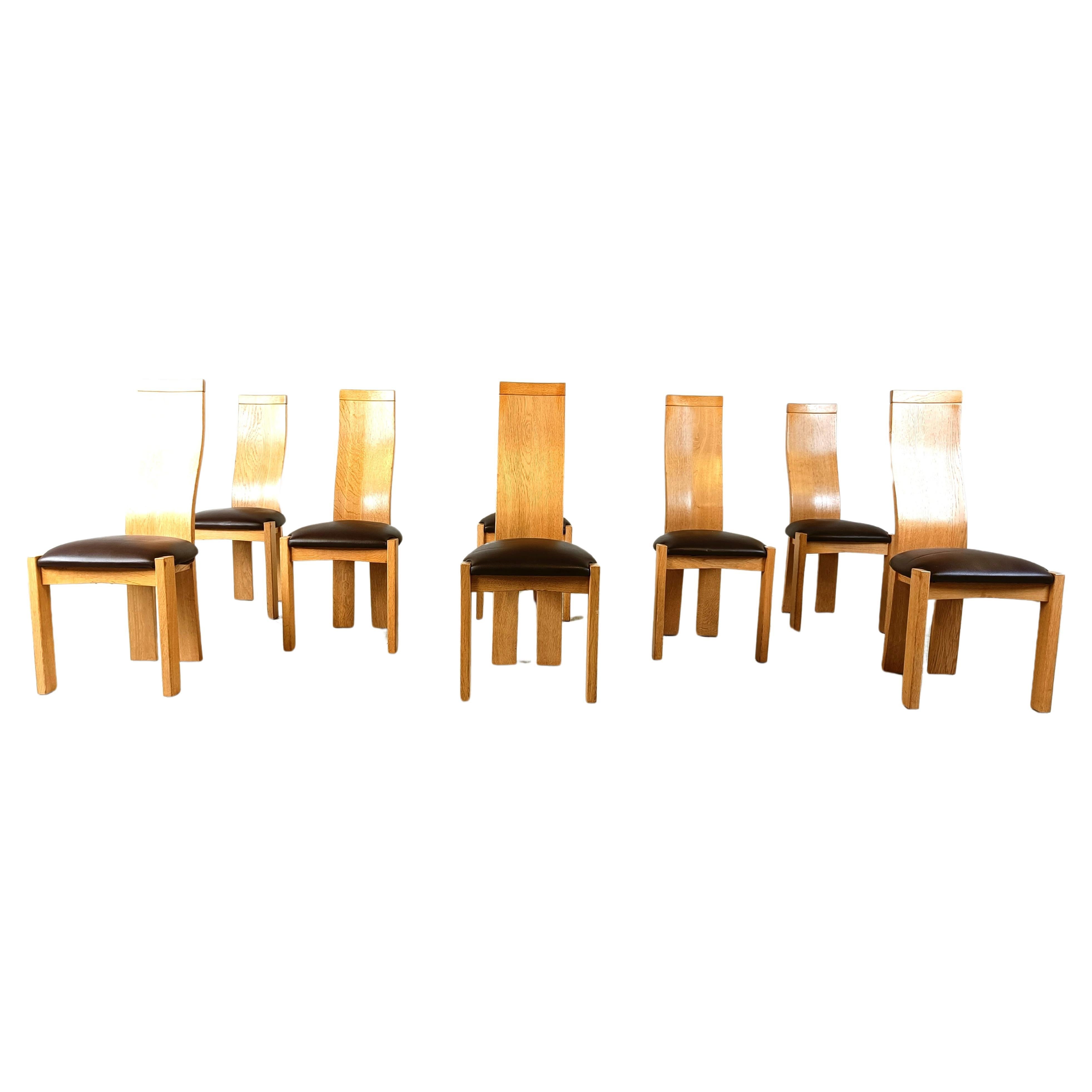 Set of 8 dining chairs by Rob & Dries van den Berghe, 1980s For Sale