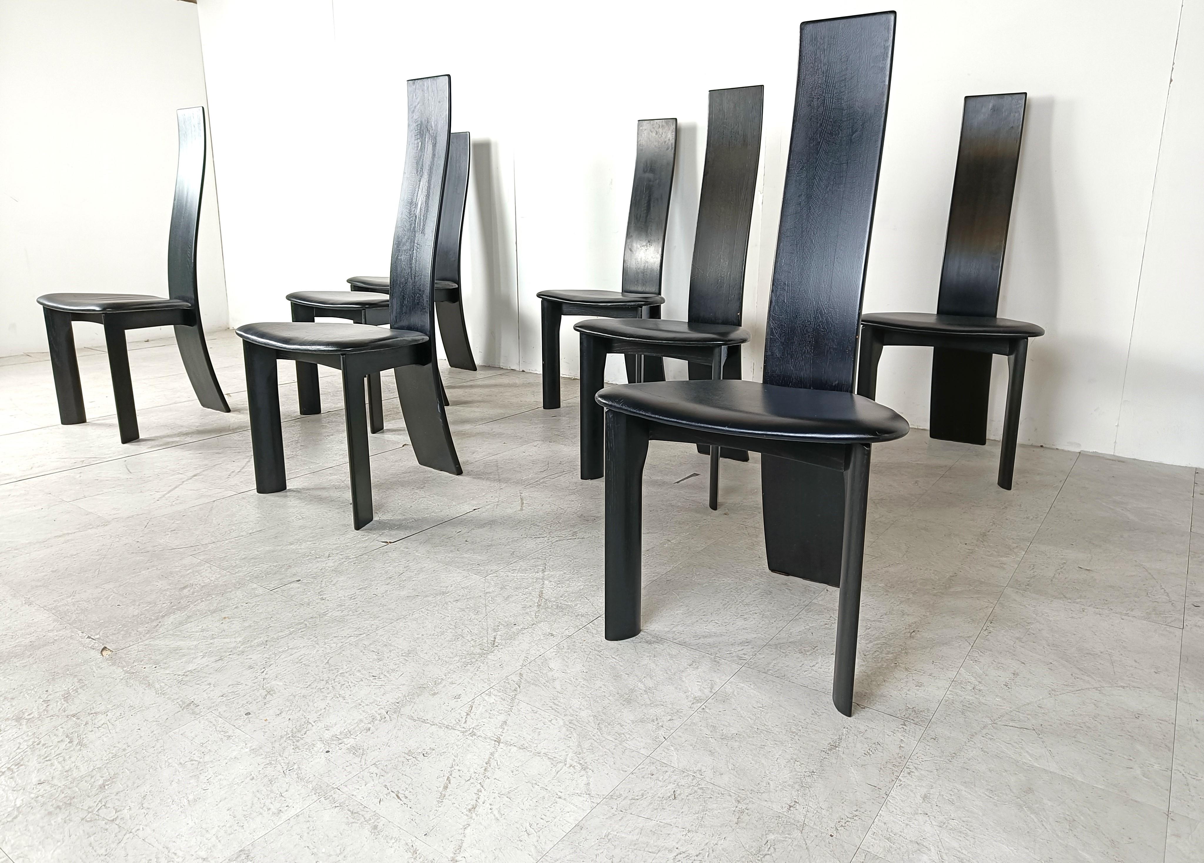 Set of 8 dining chairs by Rob & Dries van den Berghe, 1980s - set of 8 In Good Condition For Sale In HEVERLEE, BE