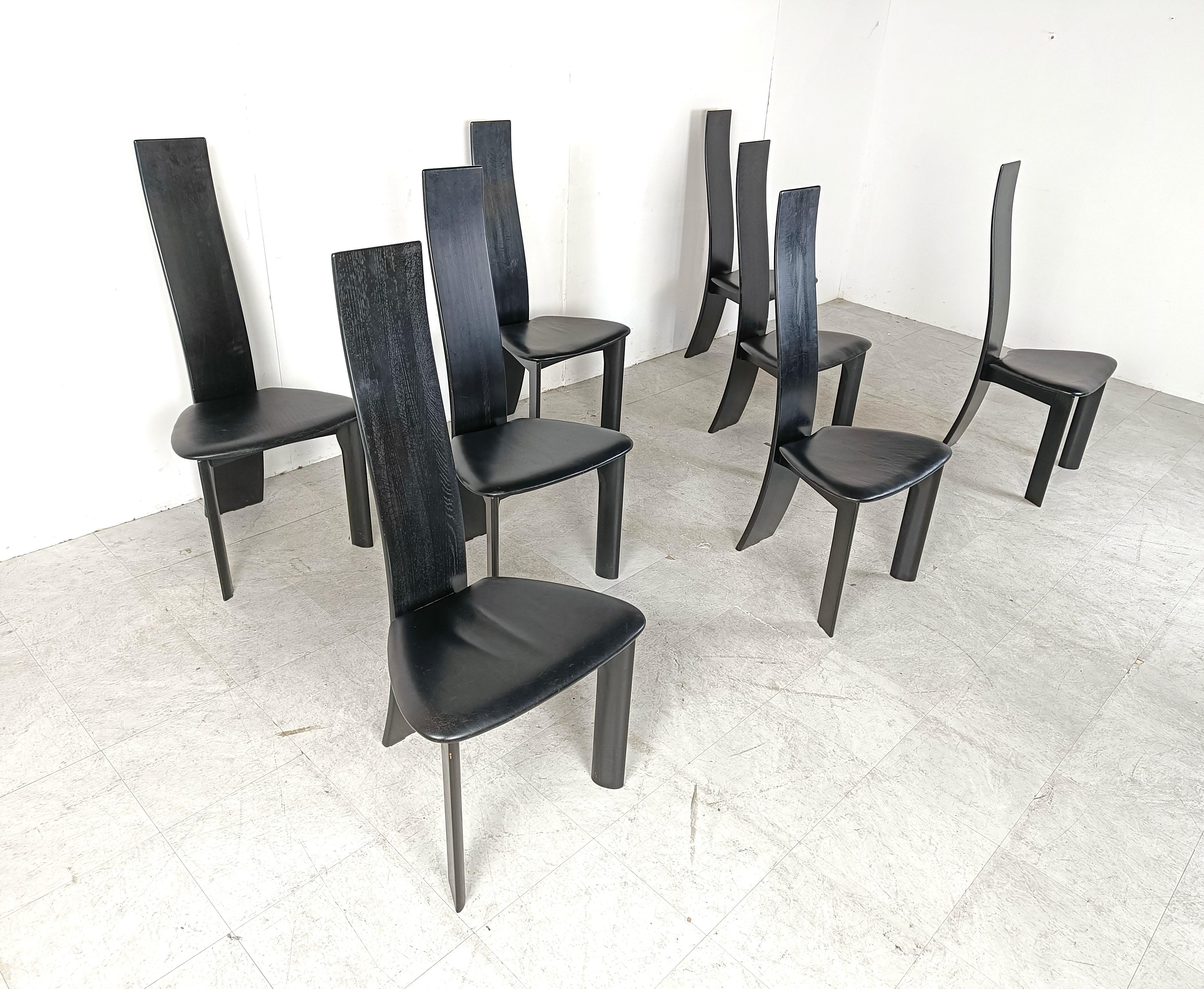 Fin du 20e siècle Ensemble de 8 chaises de salle à manger par Rob & DENES van den Berghe, 1980 - ensemble de 8 en vente