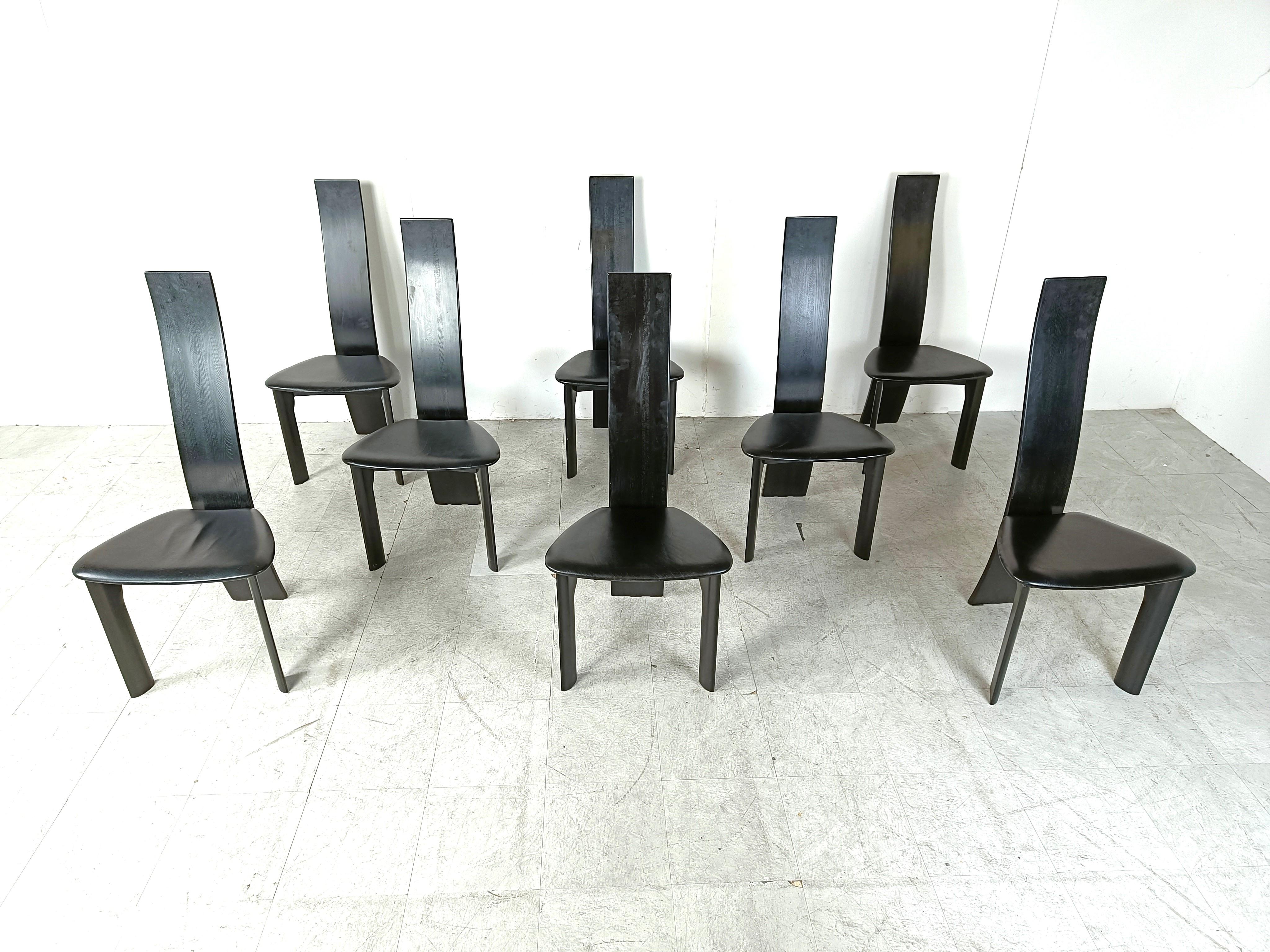 Ensemble de 8 chaises de salle à manger par Rob & DENES van den Berghe, 1980 - ensemble de 8 en vente 1