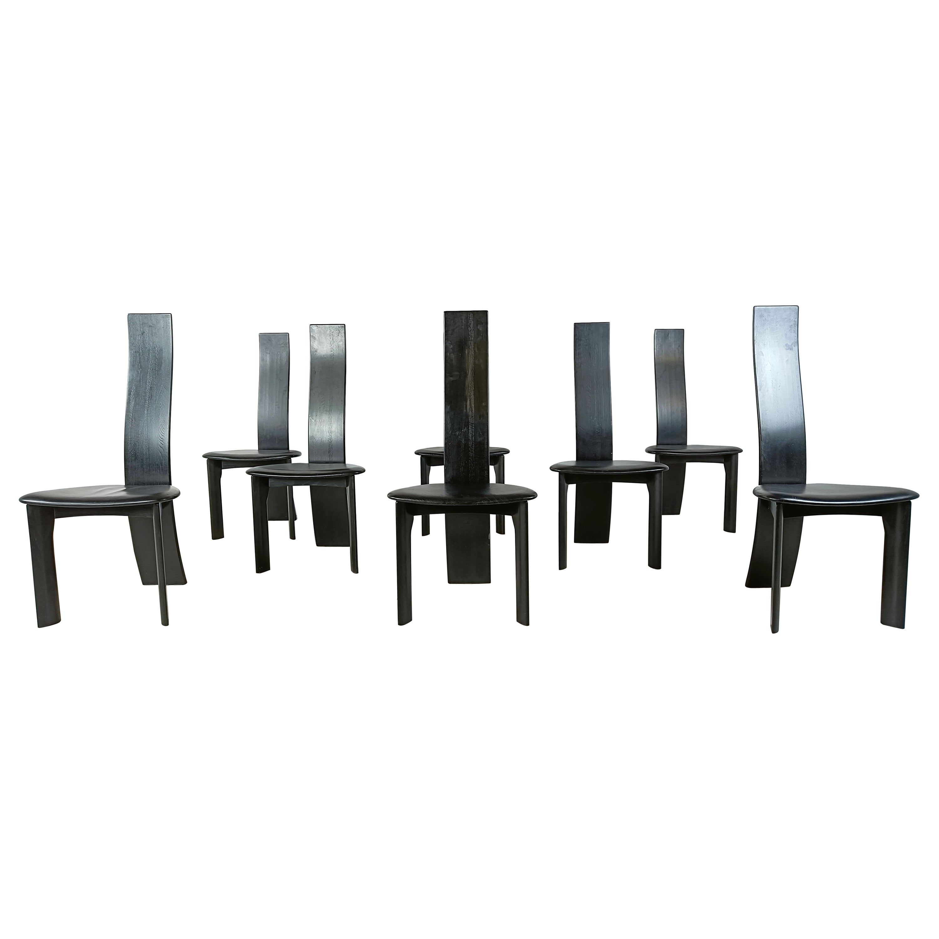 Set of 8 dining chairs by Rob & Dries van den Berghe, 1980s - set of 8
