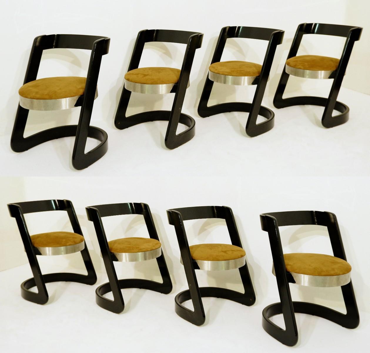 Chrome Set of 8 Dining Chairs by Willy Rizzo for Mario Sabot, Italy, circa 1960