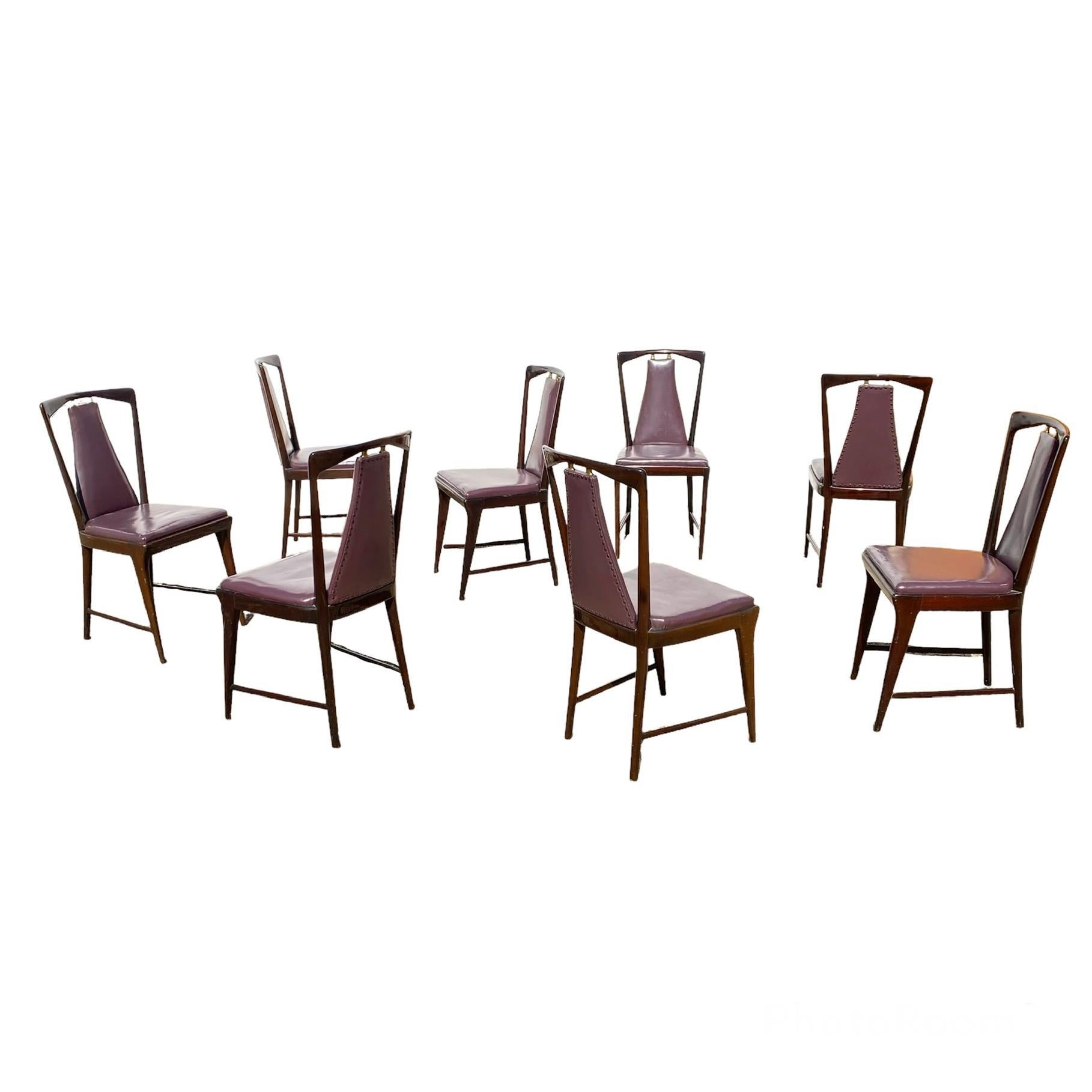 Mid-Century Modern Set of 8 Dining Chairs Designed by Osvaldo Borsani for Atelier Borsani Varedo