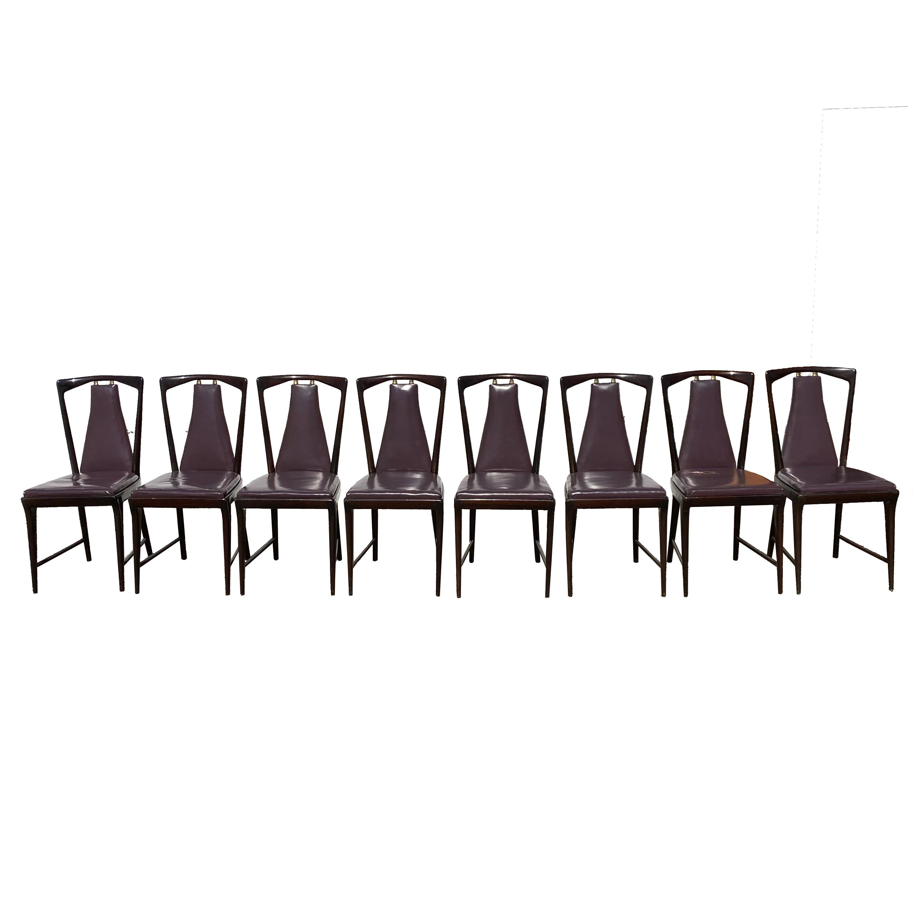 Italian Set of 8 Dining Chairs Designed by Osvaldo Borsani for Atelier Borsani Varedo