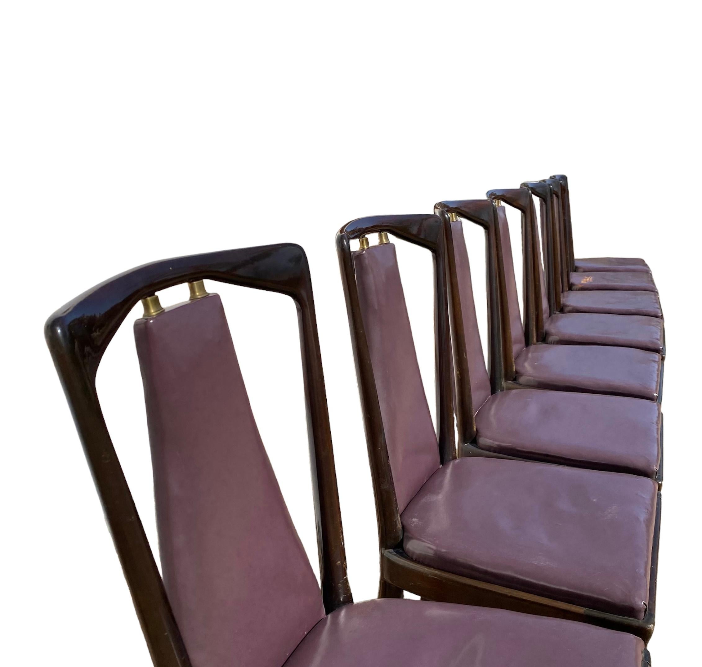 Mid-20th Century Set of 8 Dining Chairs Designed by Osvaldo Borsani for Atelier Borsani Varedo