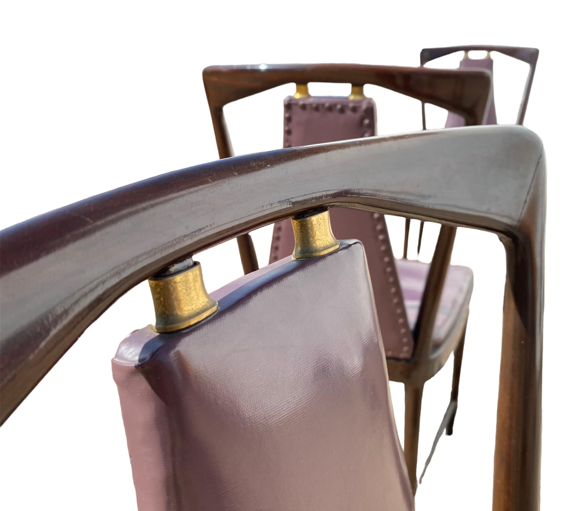 Wood Set of 8 Dining Chairs Designed by Osvaldo Borsani for Atelier Borsani Varedo