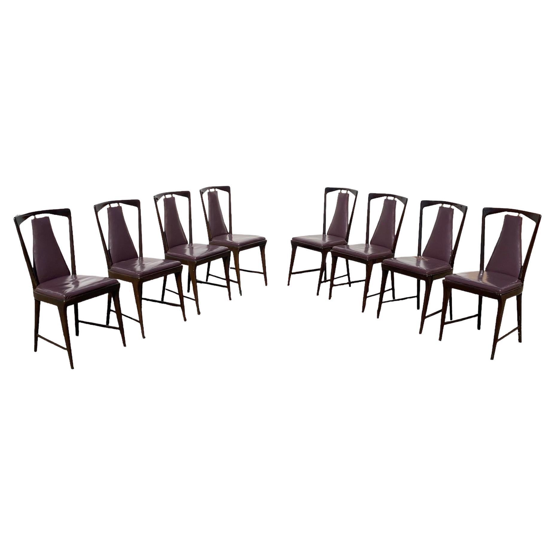 Set of 8 Dining Chairs Designed by Osvaldo Borsani for Atelier Borsani Varedo
