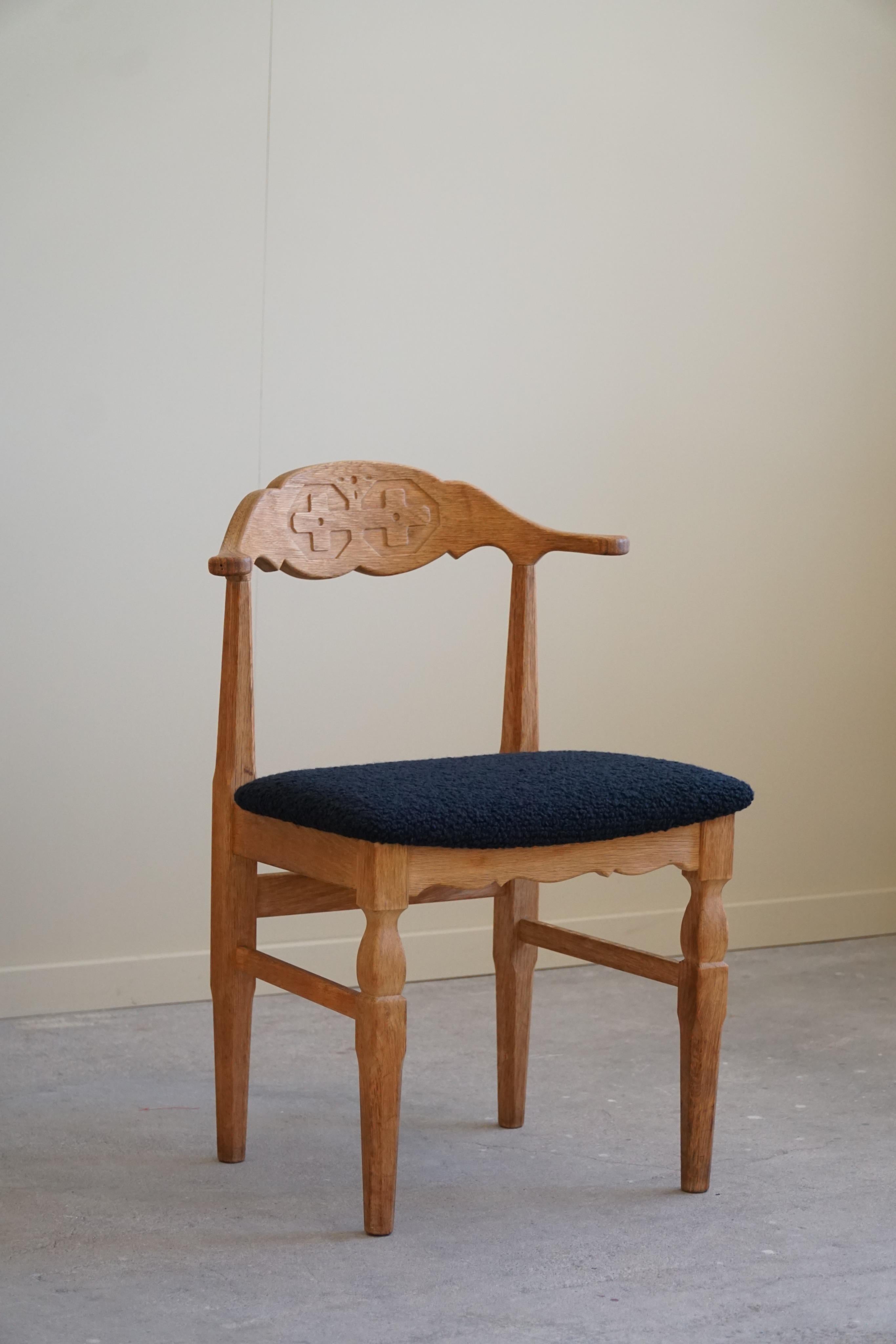 Set of 8 Dining Chairs, Henning Kjærnulf, Reupholstered in Bouclé, 1960s 6
