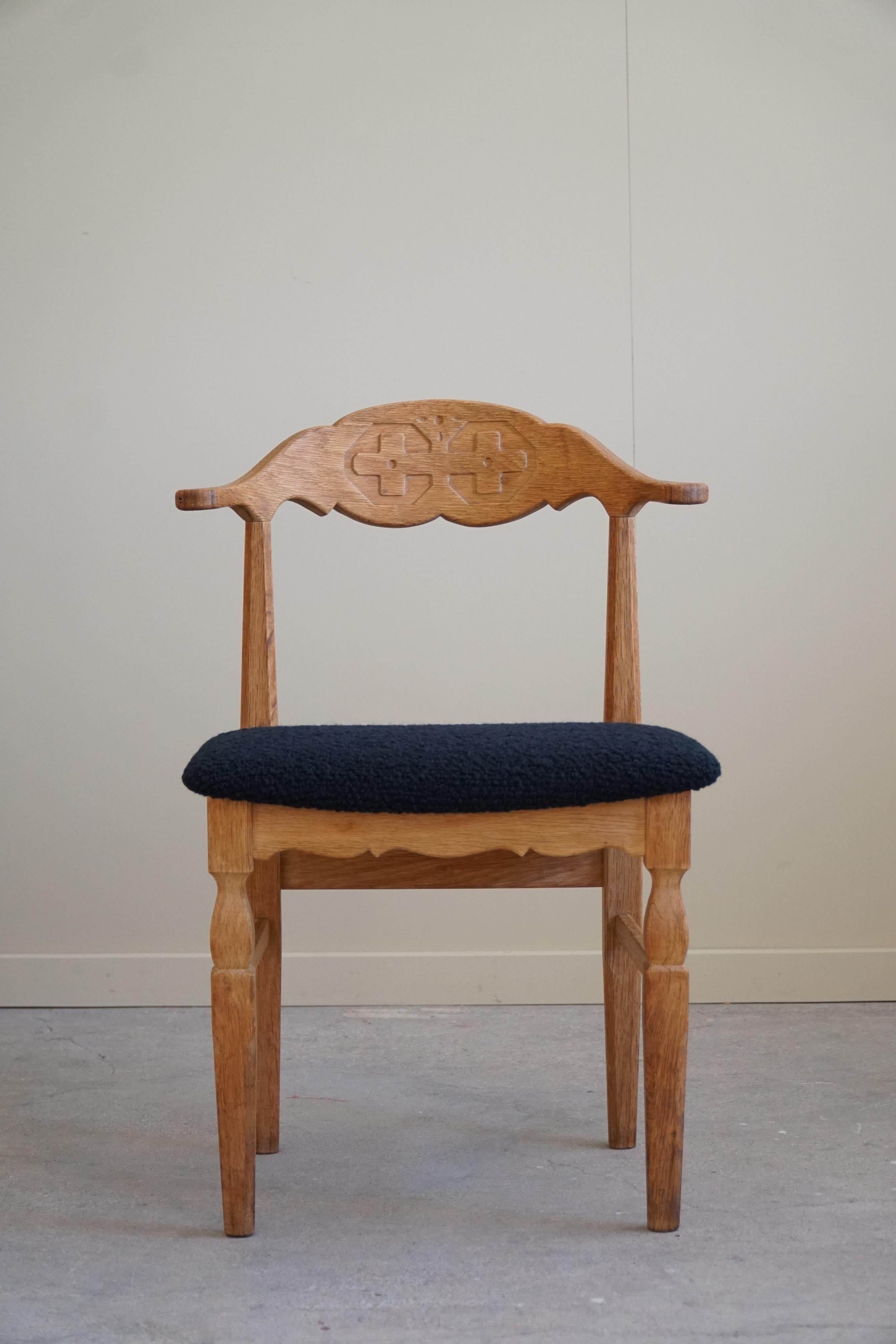 Set of 8 Dining Chairs, Henning Kjærnulf, Reupholstered in Bouclé, 1960s 7