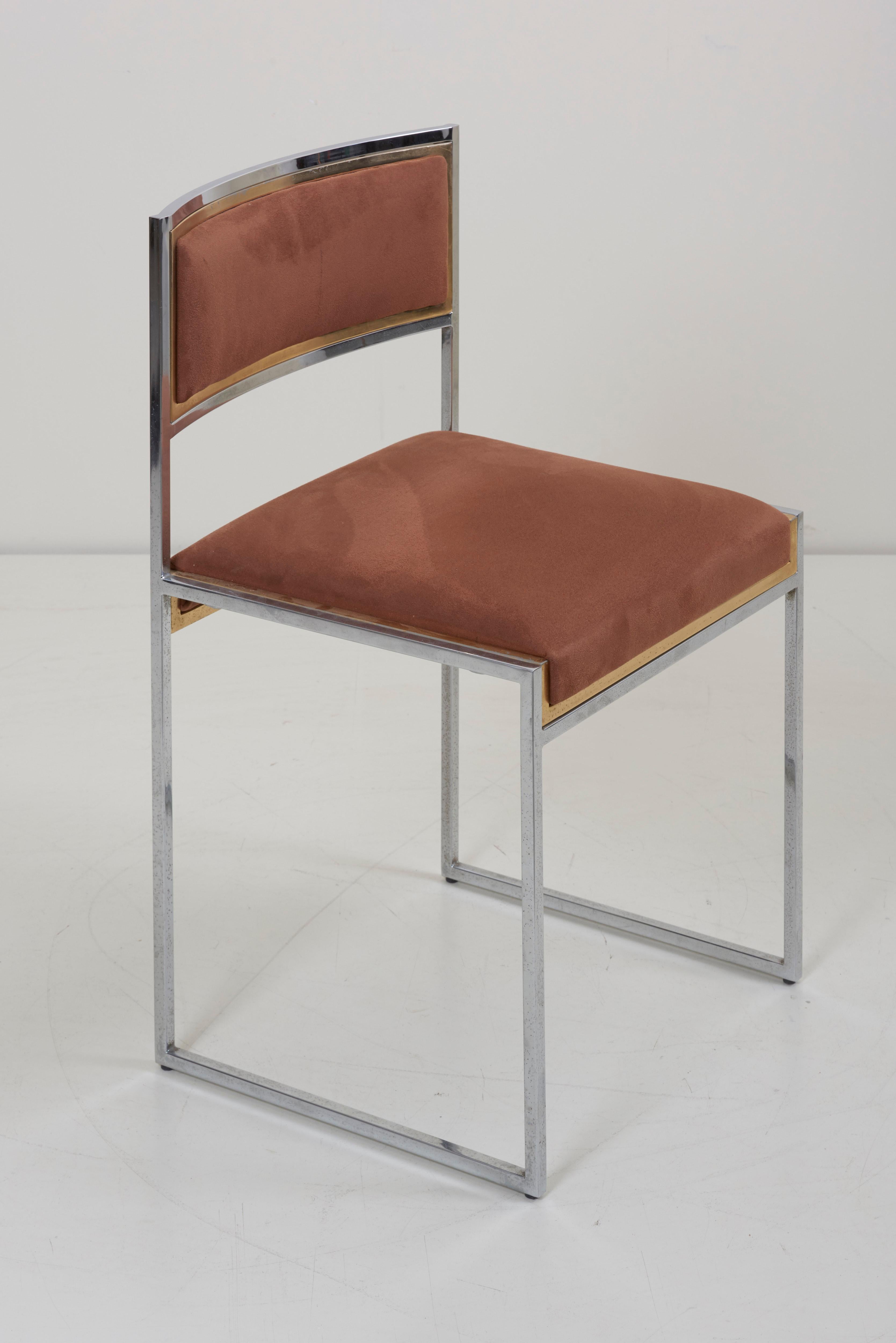 Set of 8 Dining Chairs in Brass or Gold by Willy Rizzo 4