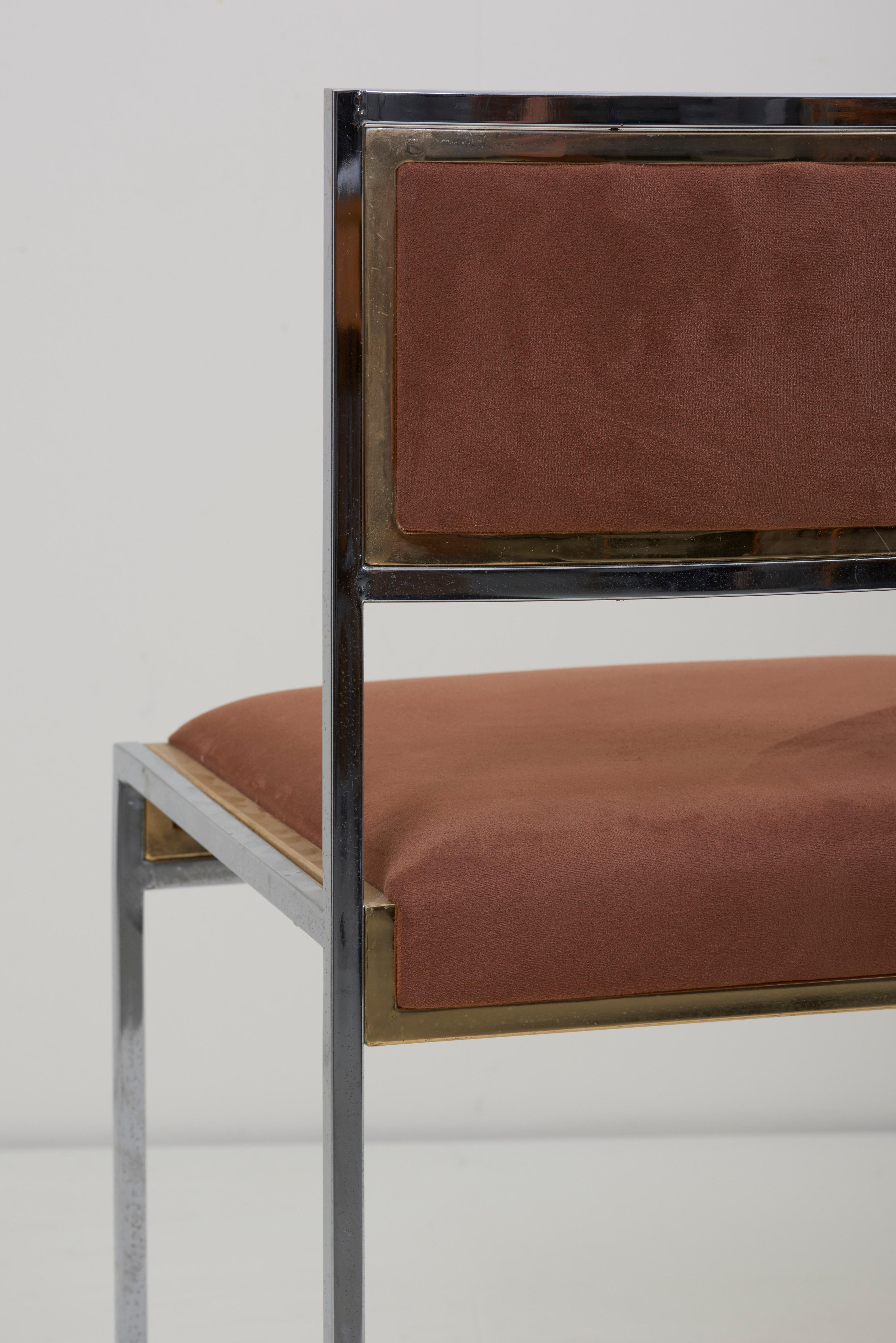 Set of 8 Dining Chairs in Brass or Gold by Willy Rizzo 8