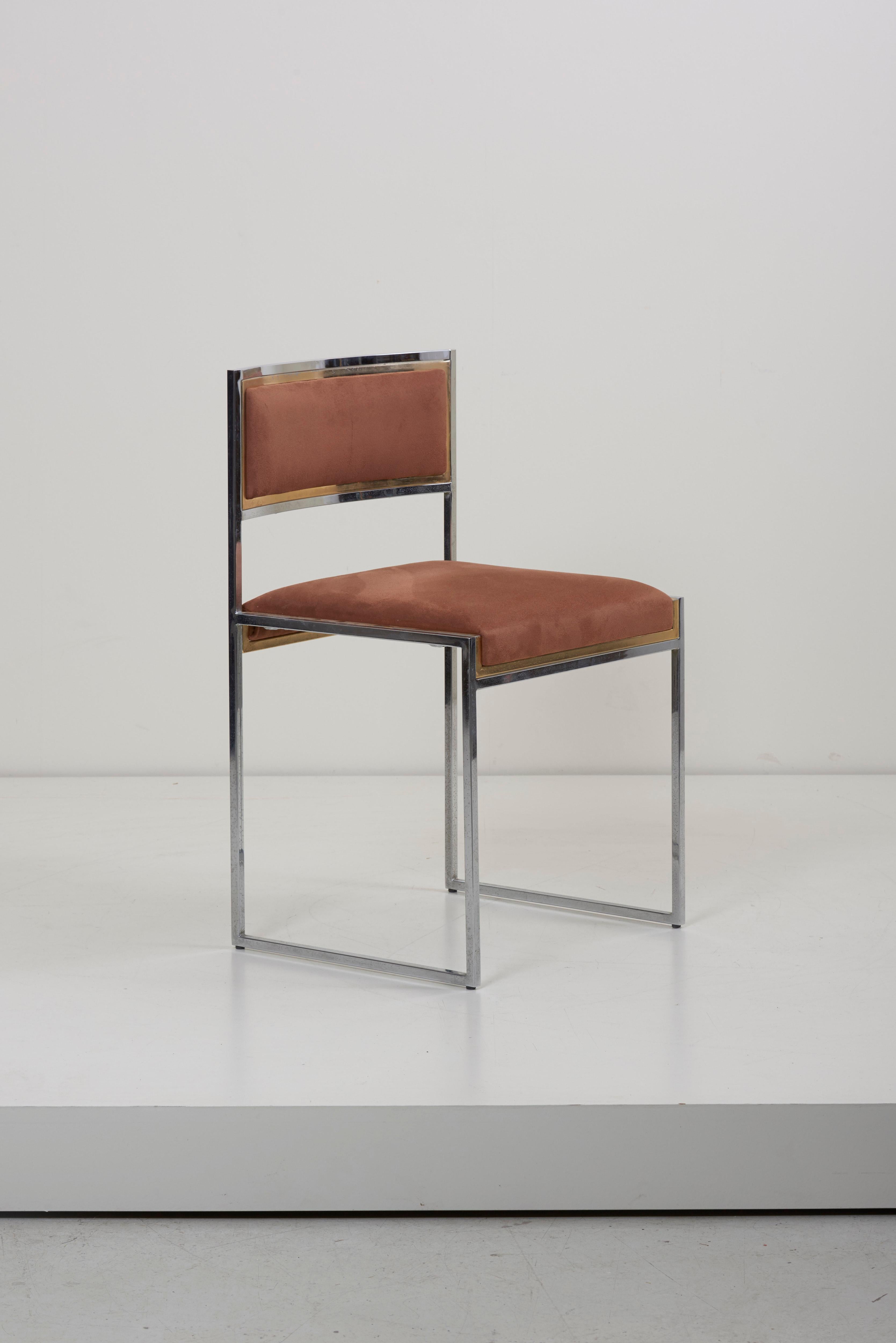 Hollywood Regency Set of 8 Dining Chairs in Brass or Gold by Willy Rizzo