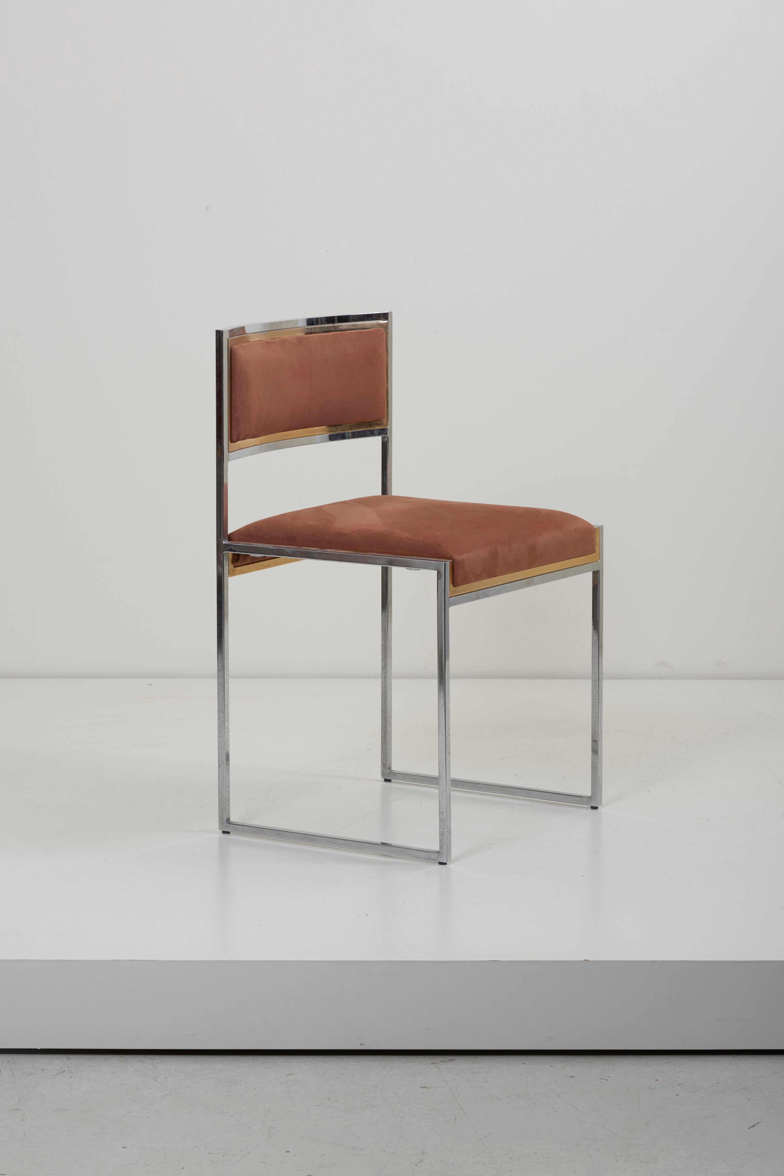 French Set of 8 Dining Chairs in Brass or Gold by Willy Rizzo