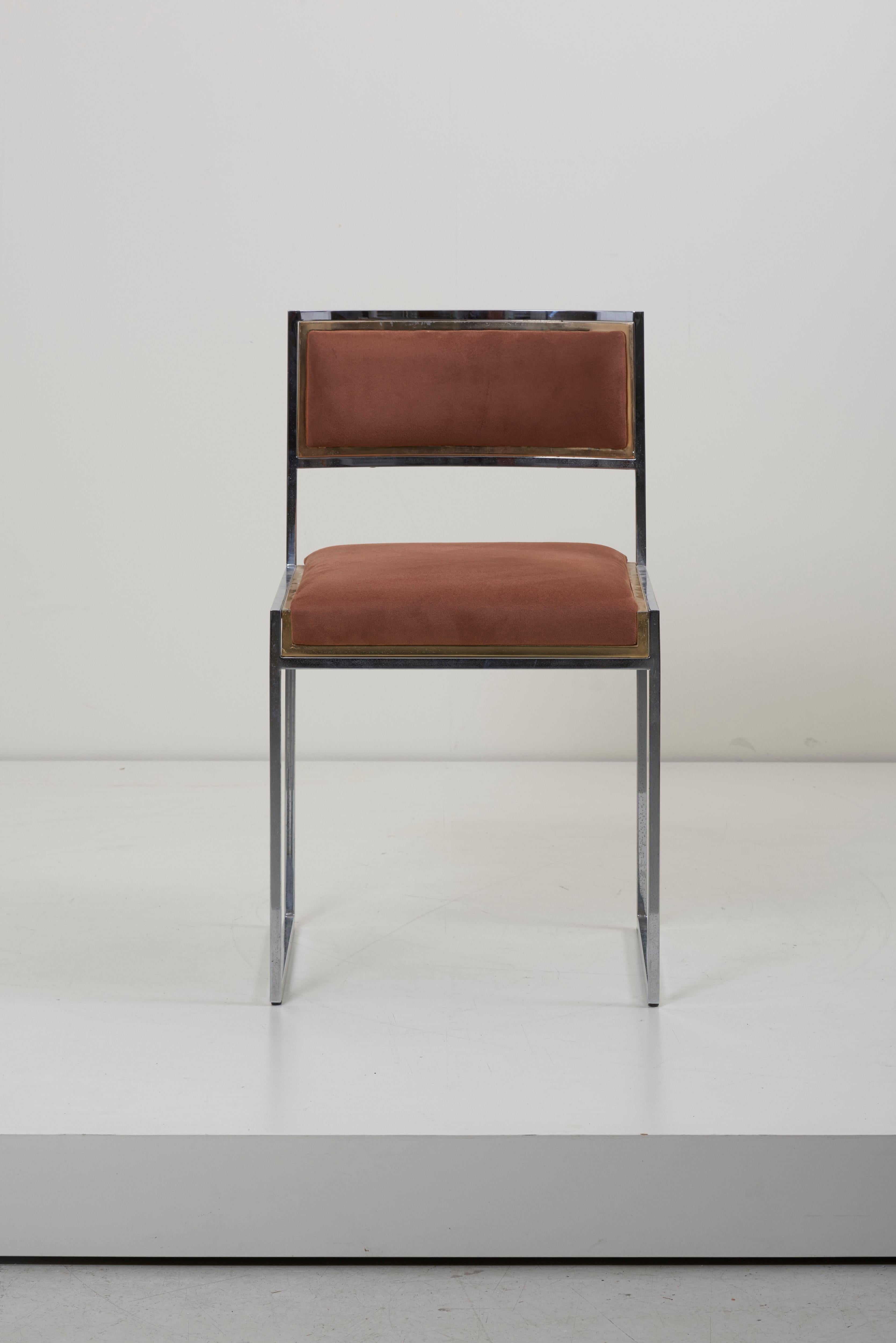 Set of 8 Dining Chairs in Brass or Gold by Willy Rizzo In Good Condition In Berlin, BE