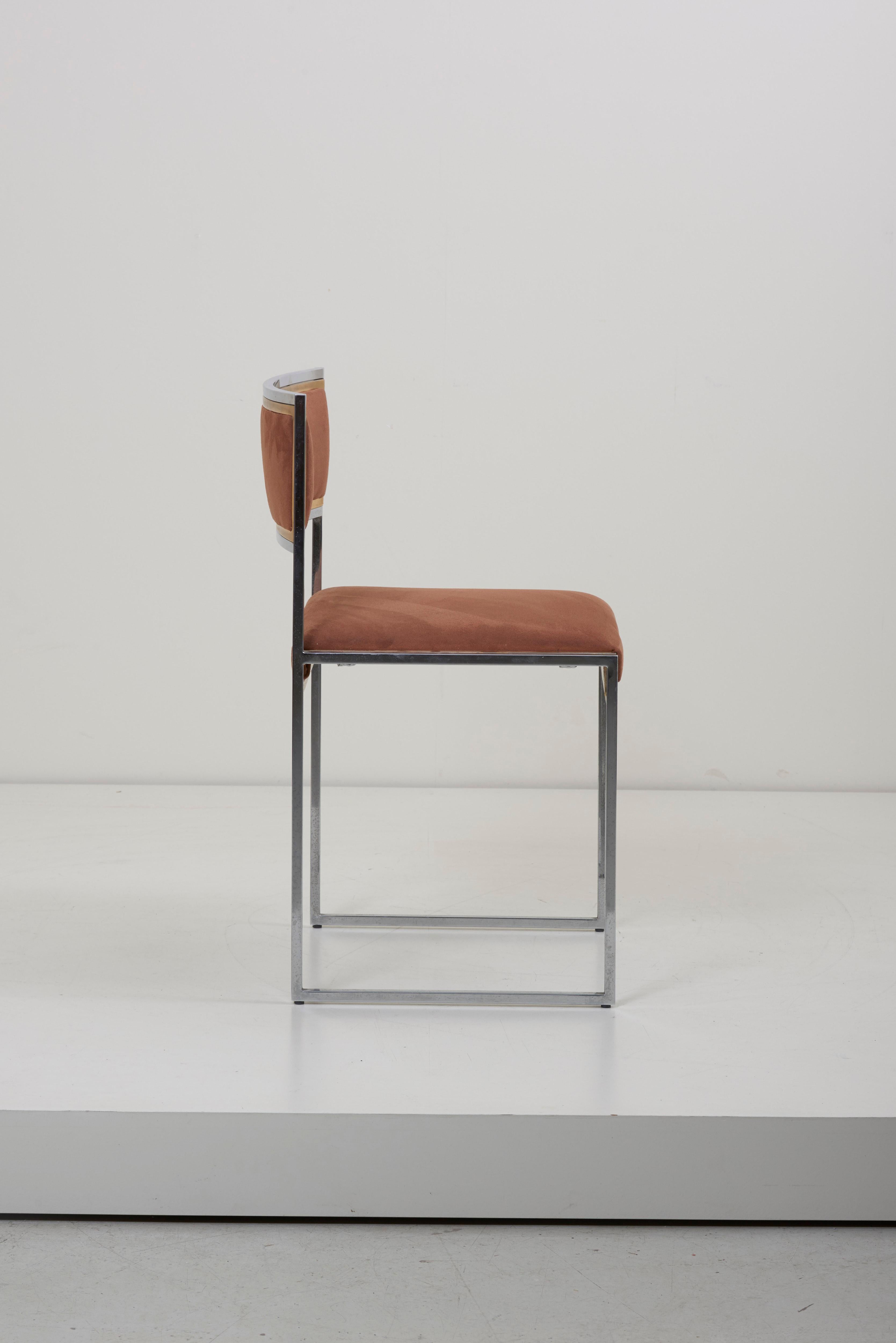 Late 20th Century Set of 8 Dining Chairs in Brass or Gold by Willy Rizzo