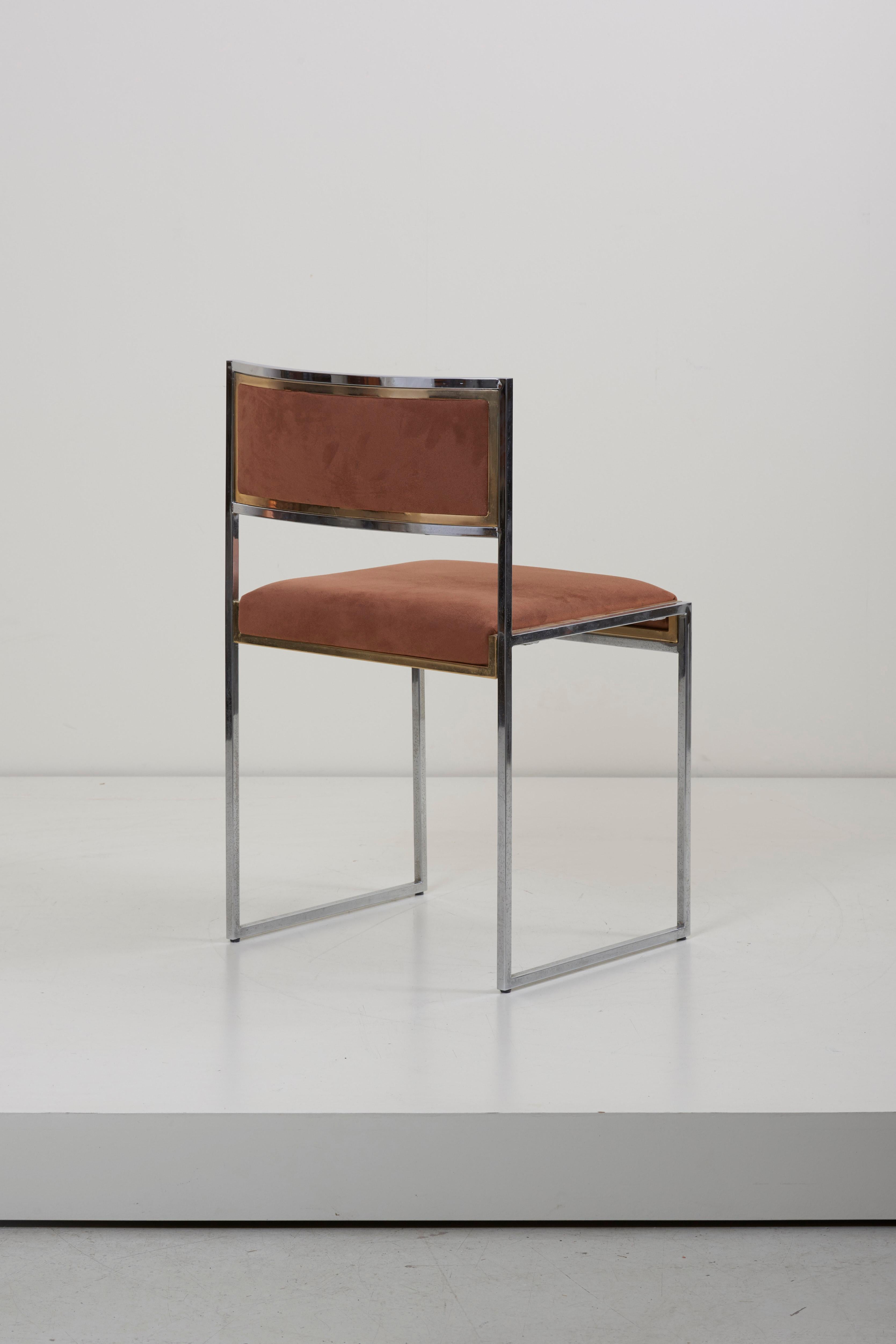 Set of 8 Dining Chairs in Brass or Gold by Willy Rizzo 1