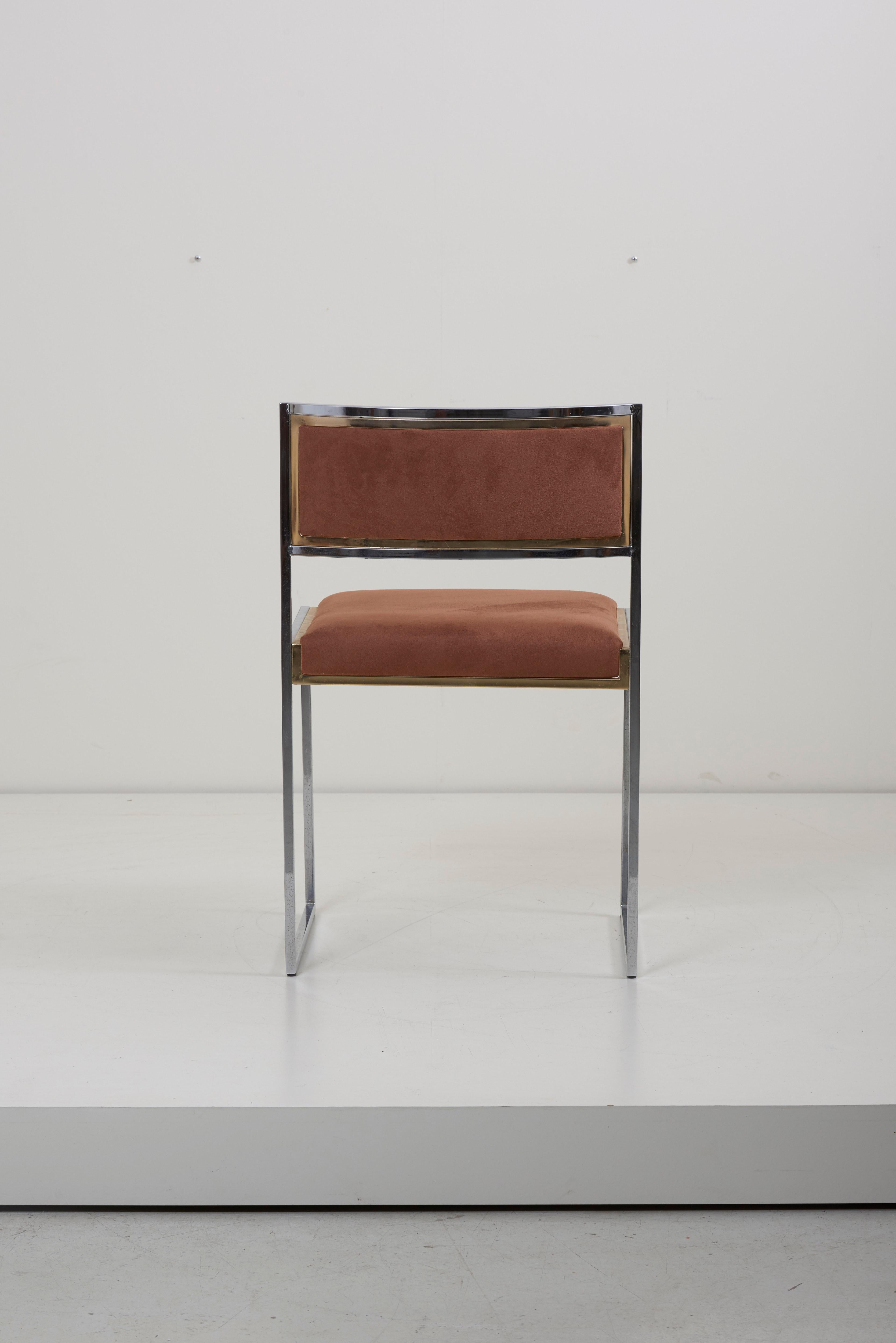Set of 8 Dining Chairs in Brass or Gold by Willy Rizzo 2