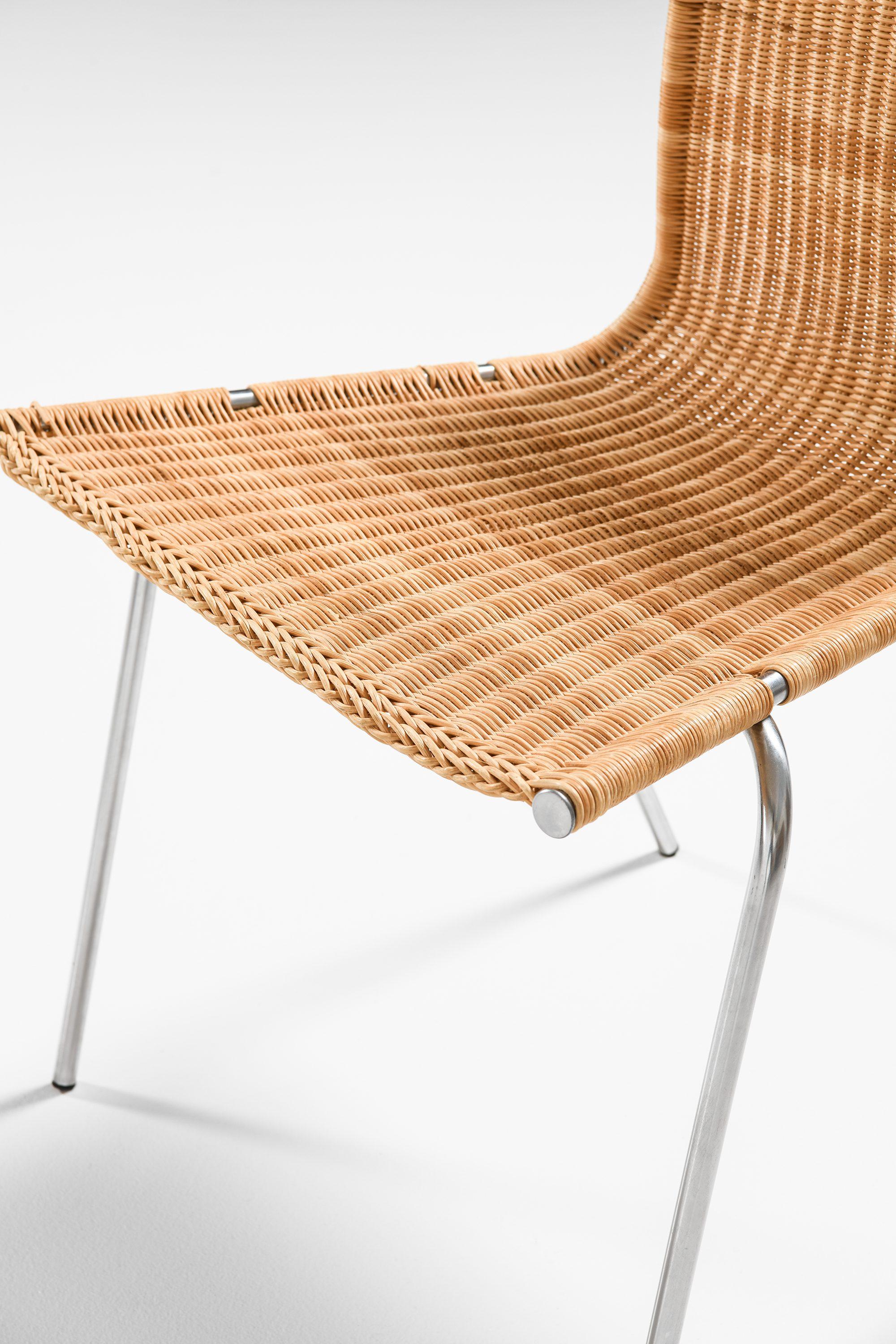 Set of 8 Dining Chairs in Chromed Steel and Woven Cane by Poul Kjærholm, 1950's For Sale 5