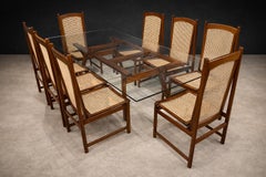 Set of 8 Dining Chairs in Hardwood and Caning, Celina Decorações, Brazil, 1960s