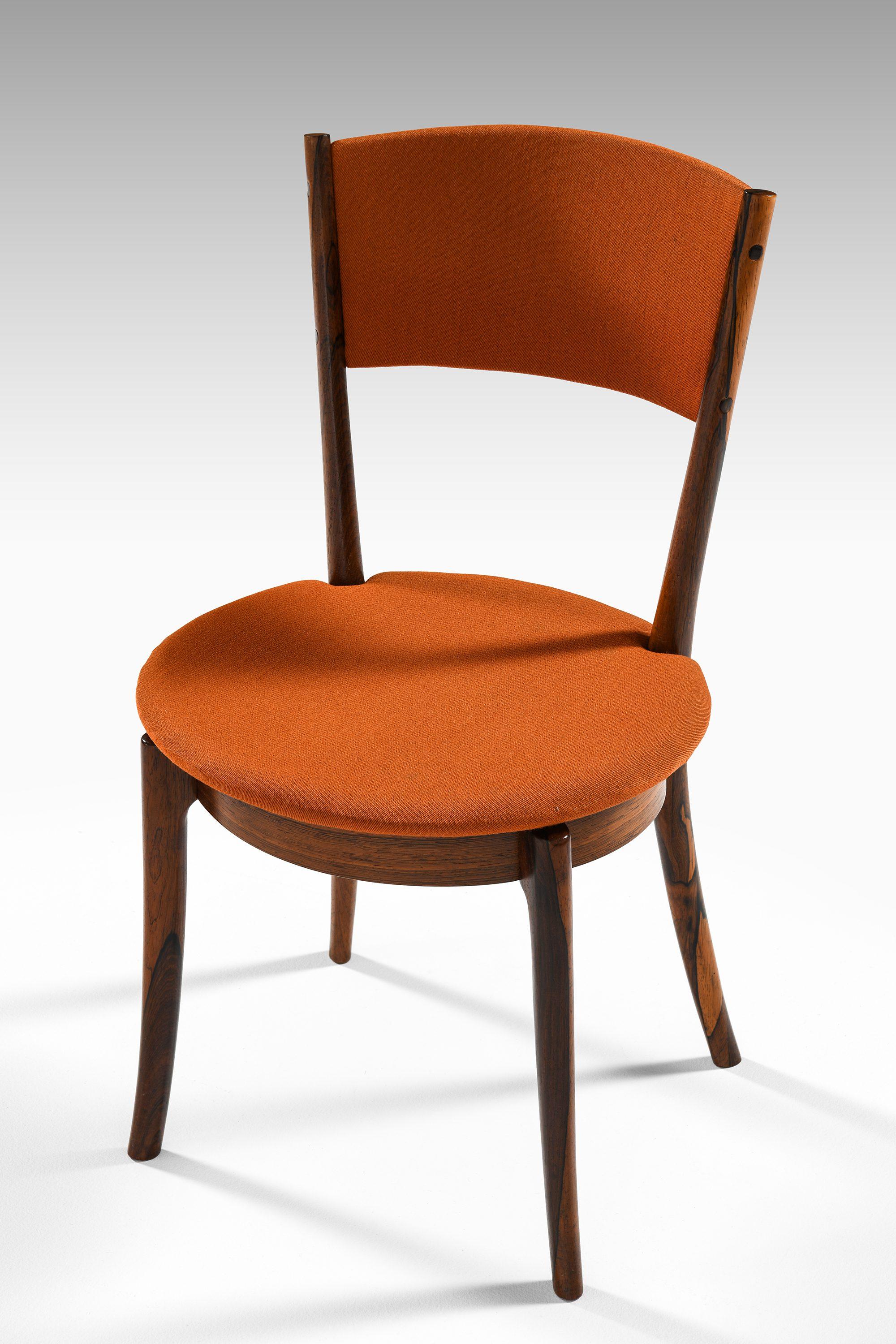 Set di 8 sedie da pranzo in legno di palissandro e tessuto originale, anni '60 In condizioni buone in vendita a Limhamn, Skåne län