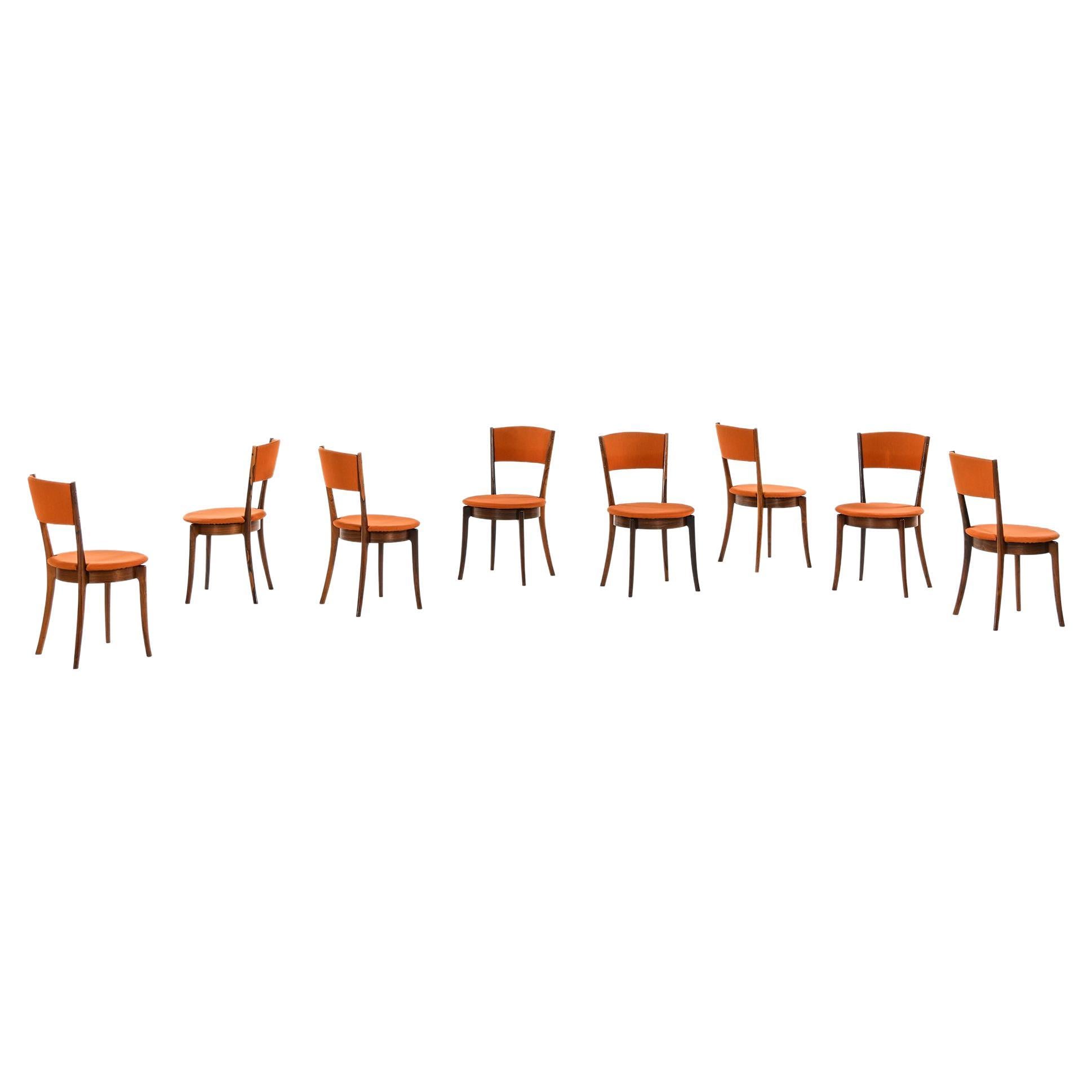 Set of 8 Dining Chairs in Rosewood and Original Fabric, 1960's
