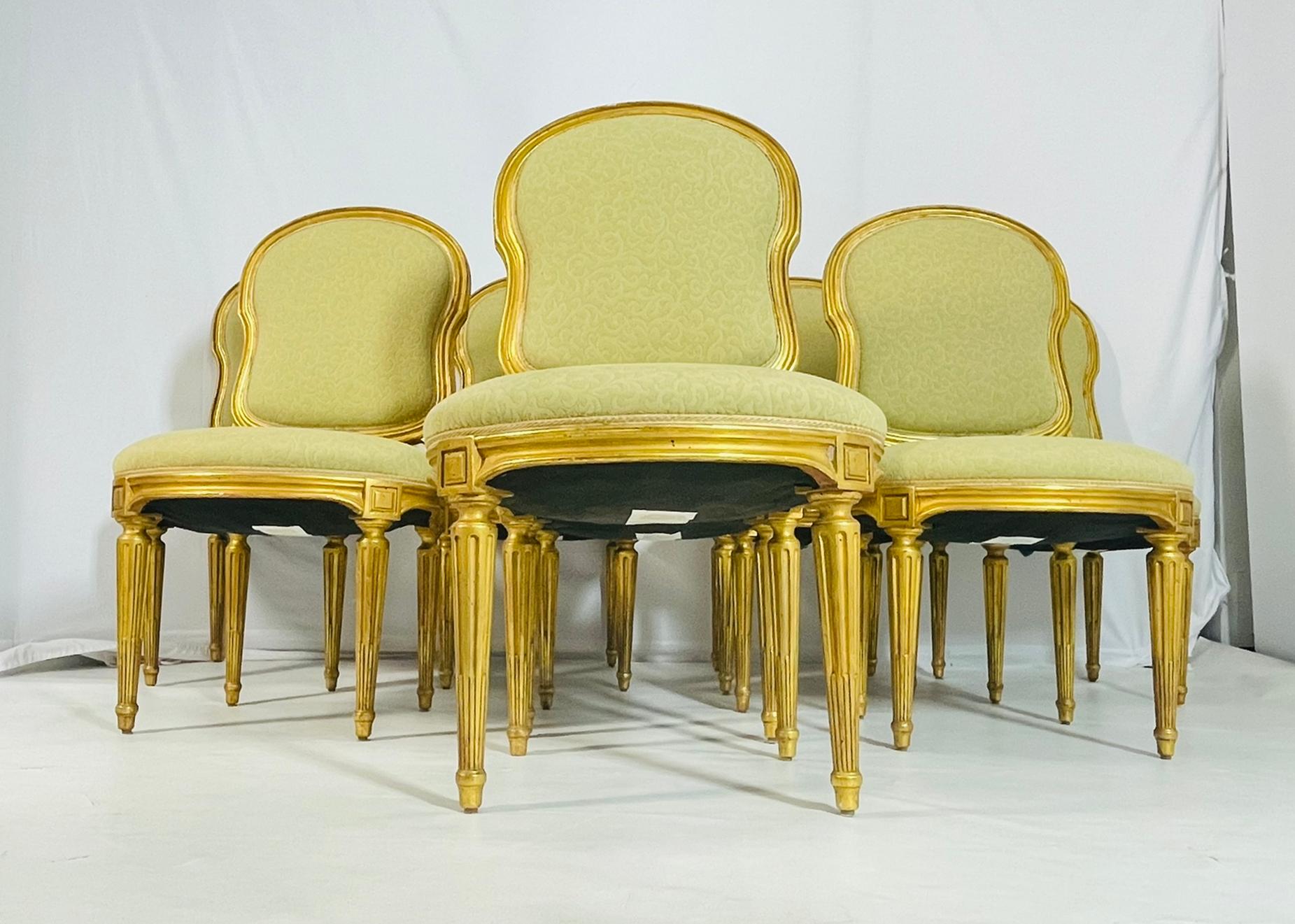 Tessuto Set di 8 sedie da pranzo in stile Luigi XVI di Dennis & Leen, USA 1980 in vendita