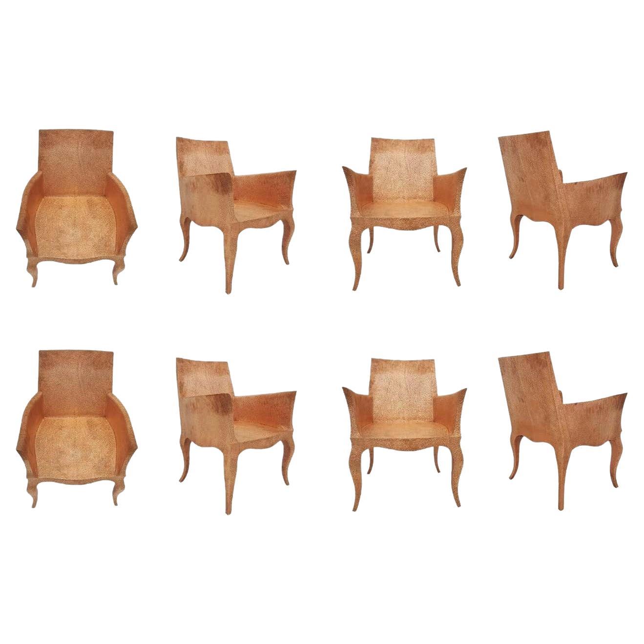 Ensemble de 8 chaises de salle à manger de style Louis XV en cuivre, fauteuil club de P. Mathieu en vente