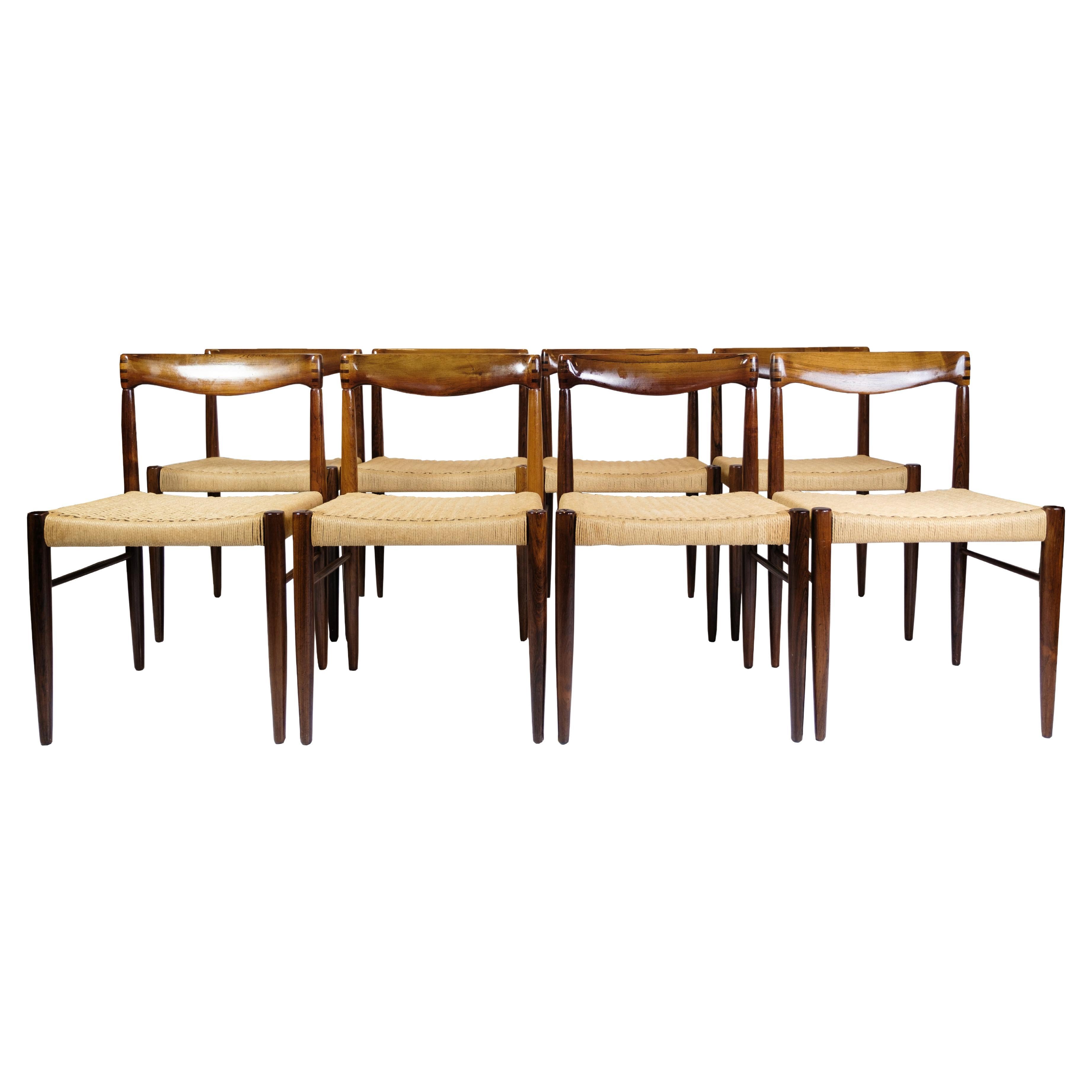 Ensemble de 8 chaises de salle à manger en bois de rose par Henry W. Klein, datant des années 1960