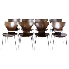 Set Of 8 Dining Chairs Model 3107 Made In Dark Oak By Arne Jacobsen From 1990s