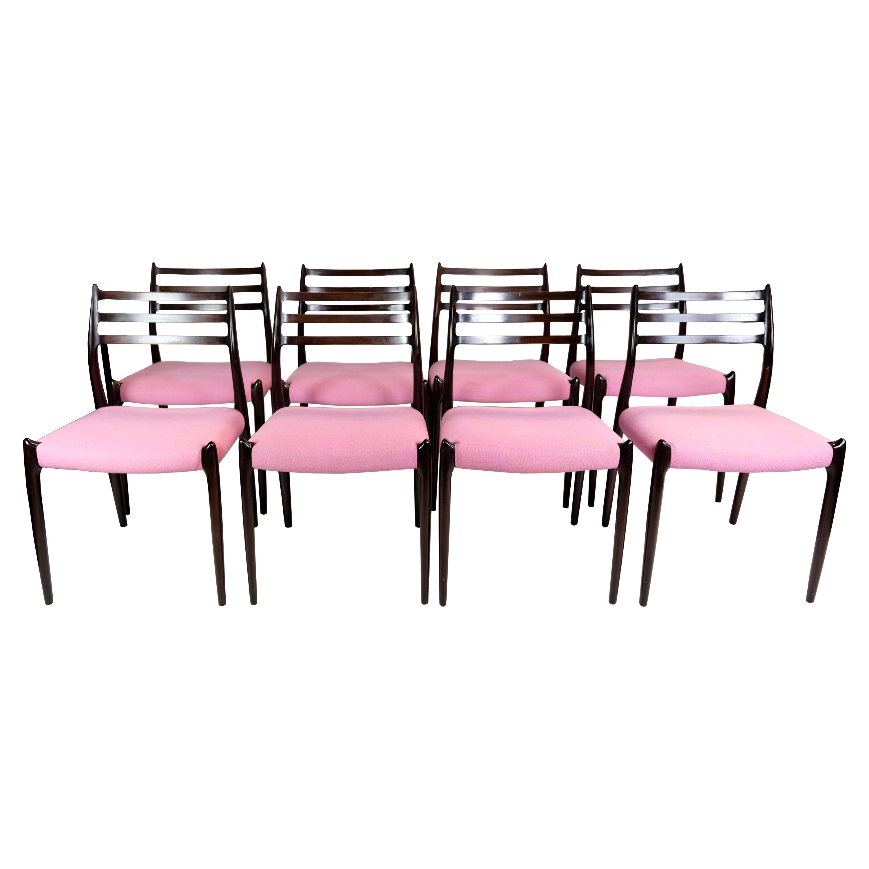 Juego De 8 Sillas De Comedor Modelo 78 De Caoba De N.O Møller De Los Años 60