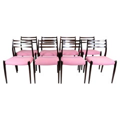 Set Of 8 Dining Chairs Model 78 Made In Mahogany By N.O Møller From 1960s
