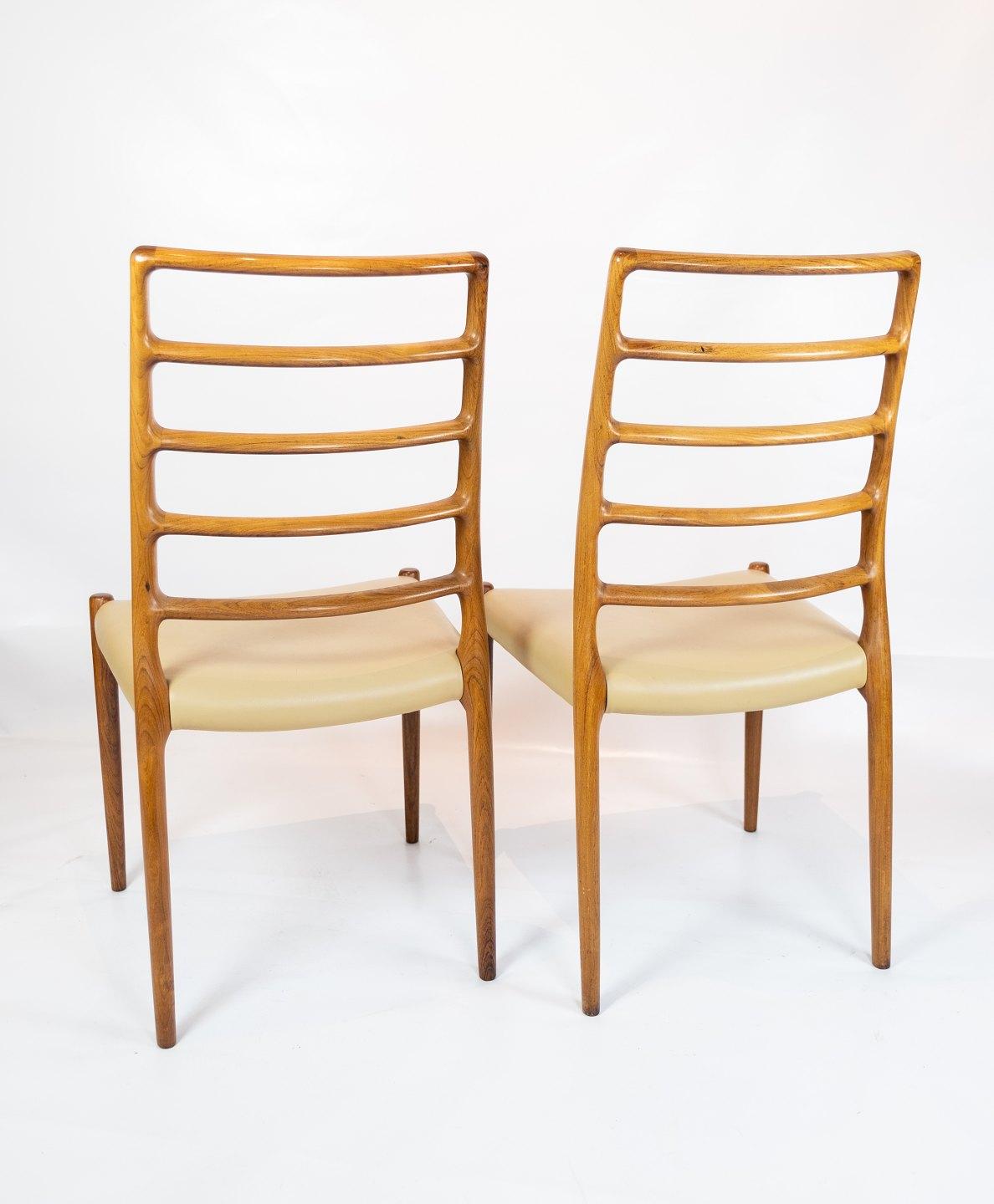 Rosewood Set of 8 Dining Chairs, Model 82, Designed by N.O. Møller from the 1960s