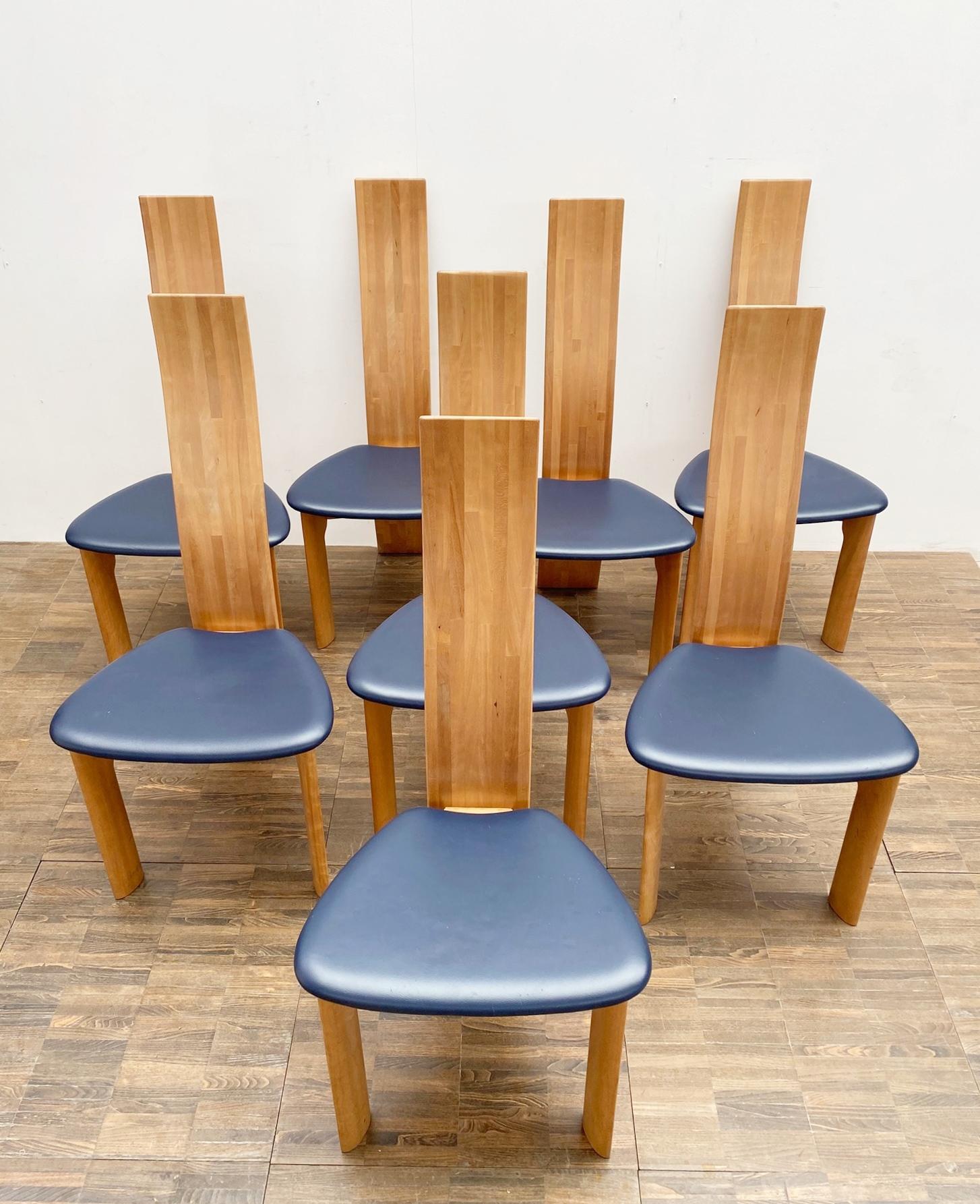 Set of 8 dining chairs model ''Iris'' by Van Den Berghe Pauvers - Belgium, 1960s.