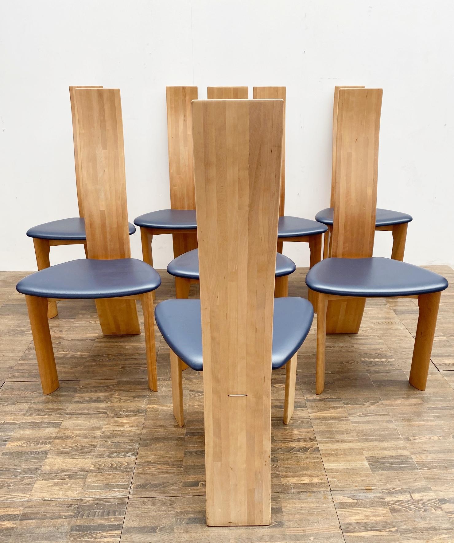 Belgian Set of 8 Dining Chairs Model ''Iris'' by Van Den Berghe Pauvers, Belgium, 1960s
