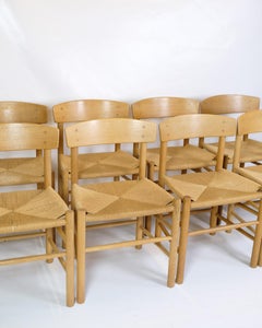 Set Of 8 Dining Table Chairs Model J39 Made In Oak By Børge Mogensen From 1960s