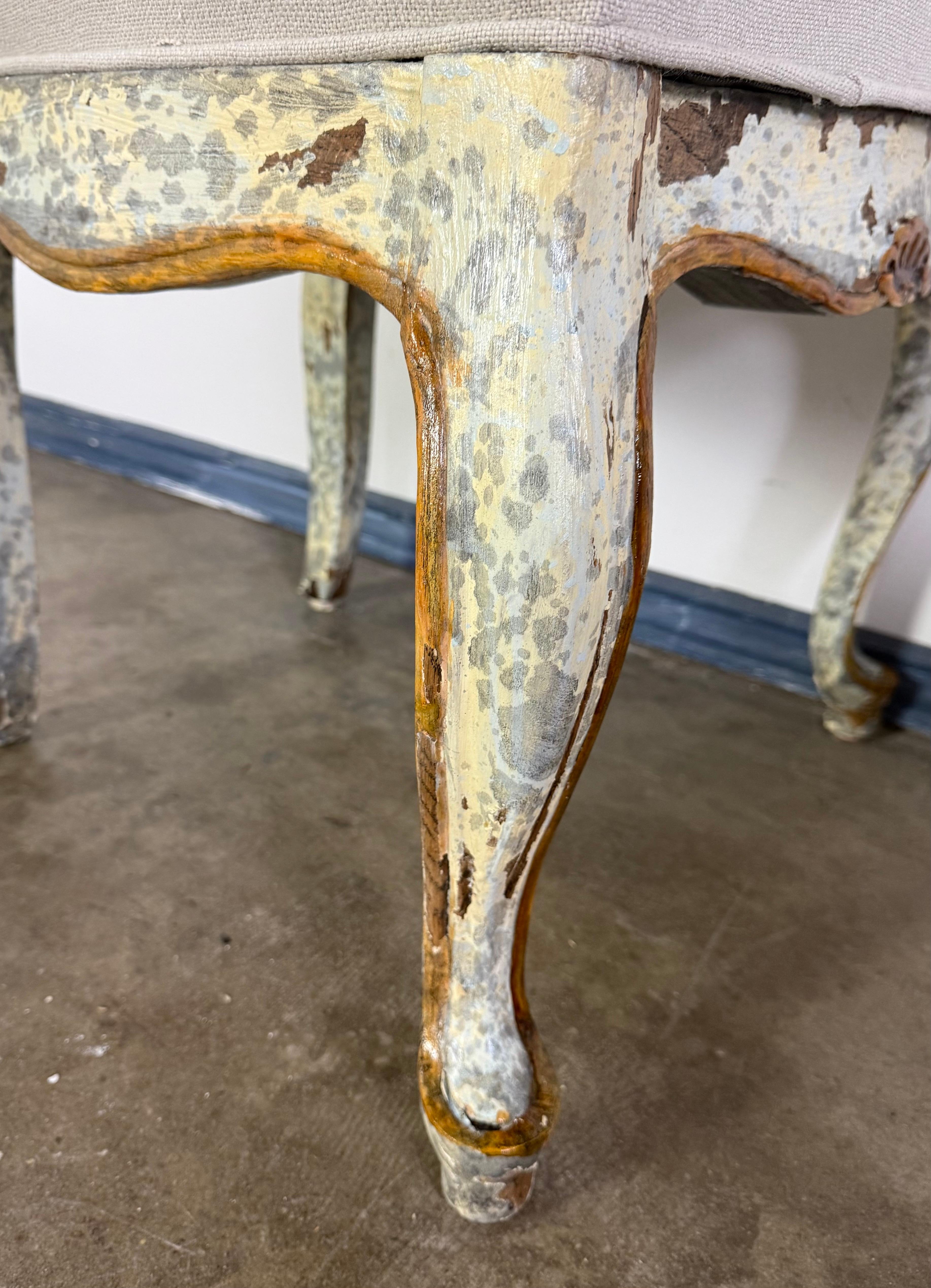Set of 8 Distressed French Louis XV Style Dining Chairs with Cane Backs For Sale 12