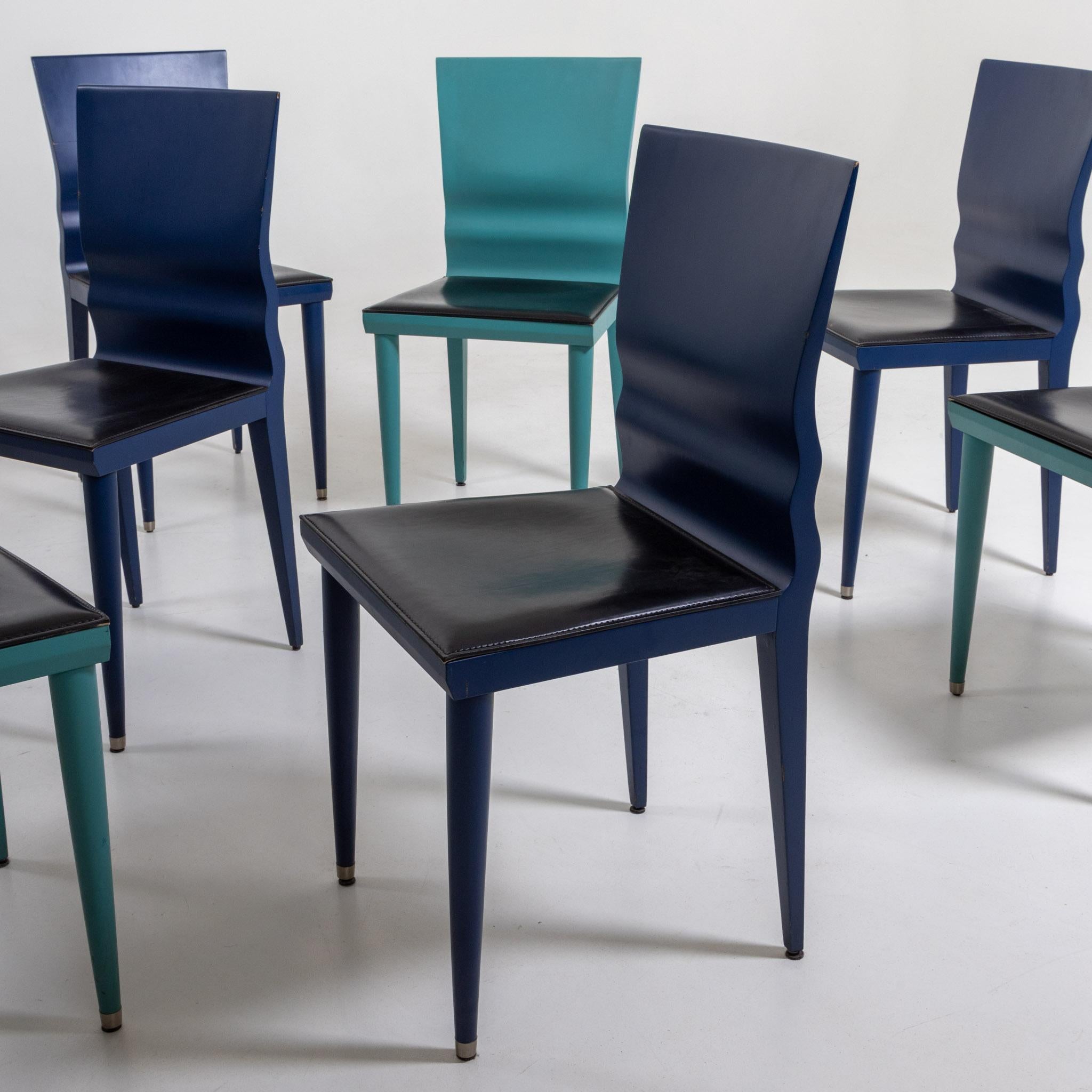 Mid-Century Modern Set of 8 'Diva' Chairs by William Sawaya, Sawaya & Moroni, Italy 1987