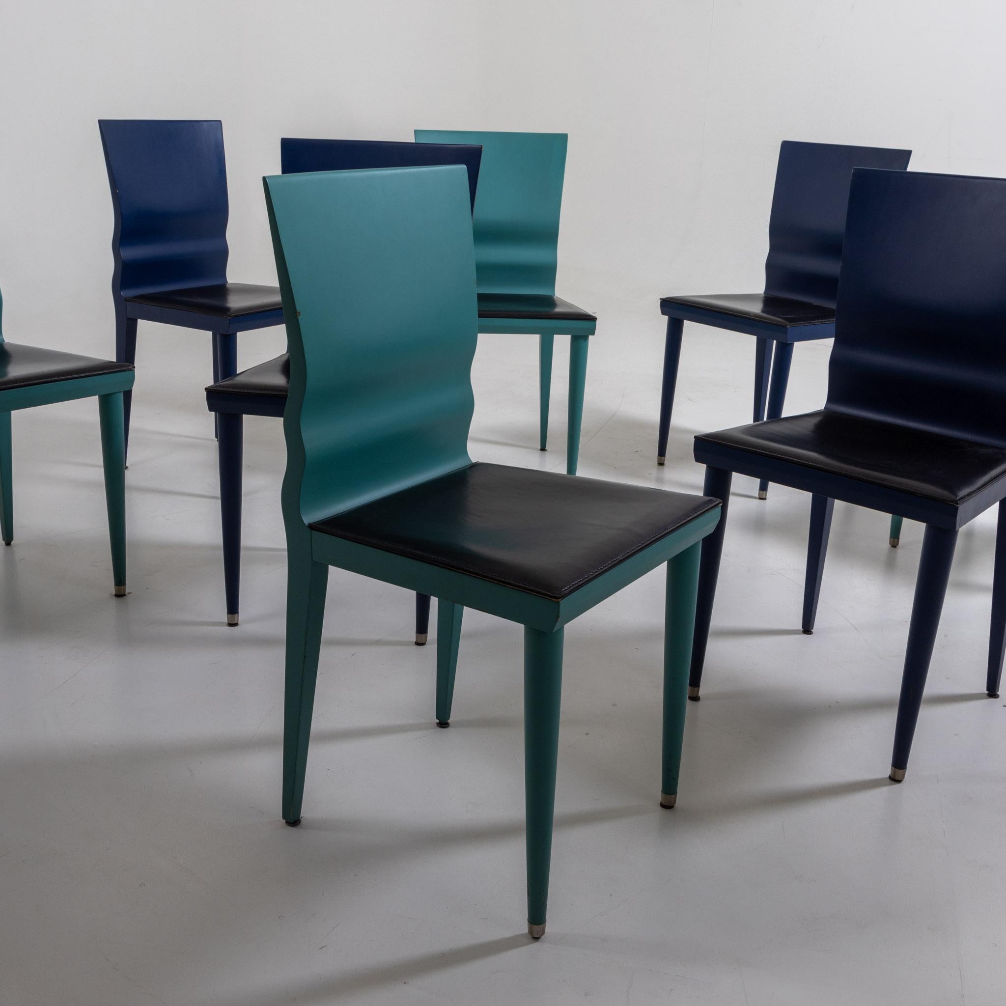 Italian Set of 8 'Diva' Chairs by William Sawaya, Sawaya & Moroni, Italy 1987
